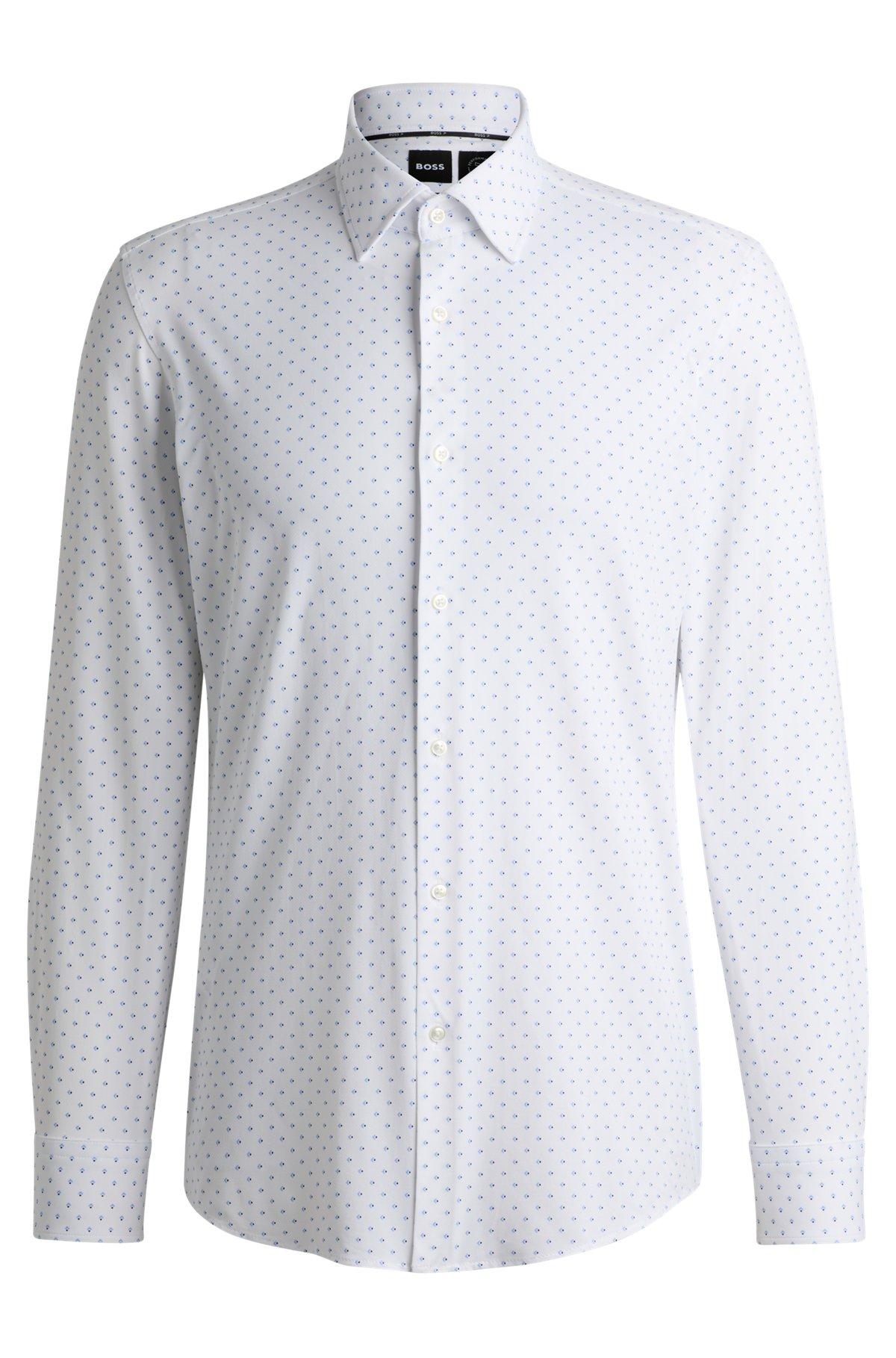 Slim-fit shirt in geometric-print performance-stretch fabric Product Image