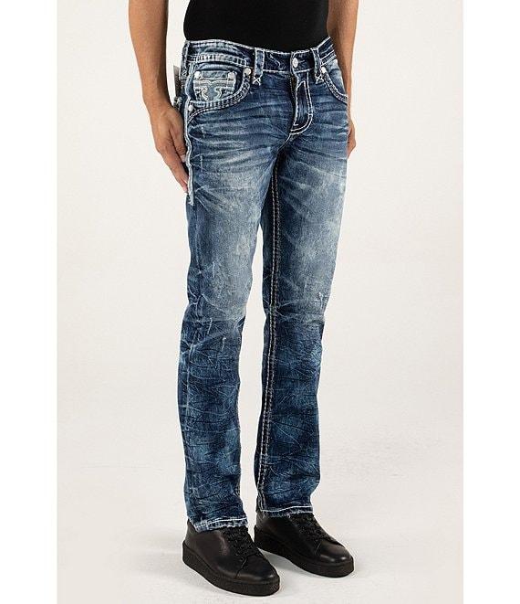 Rock Revival Maurice Inverted-Fleur-De-Lis Pocketed Straight Leg Jeans Product Image
