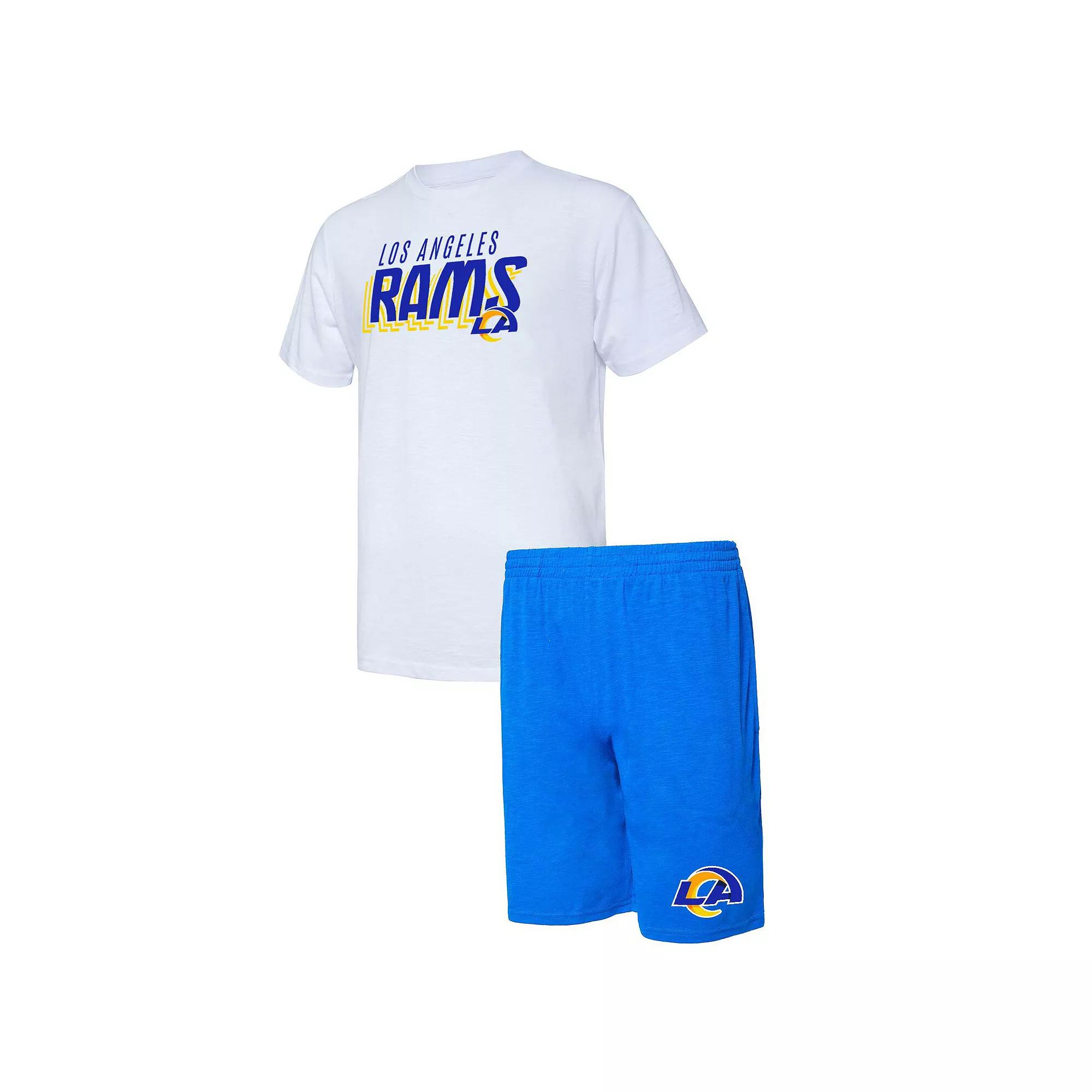 Men's Concepts Sport Royal/White Los Angeles Rams Downfield T-Shirt & Shorts Sleep Set,  Product Image