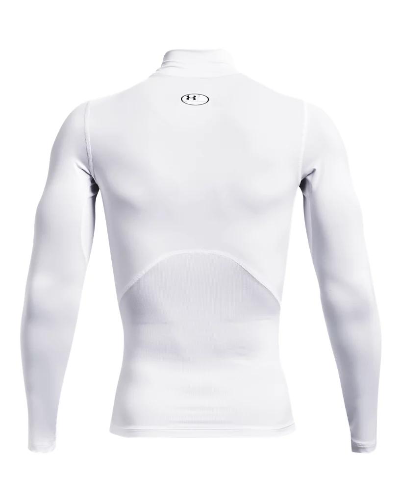 Under Armour Mens Under Armour HG Armour Comp Mock Long Sleeve - Mens White/Black Product Image