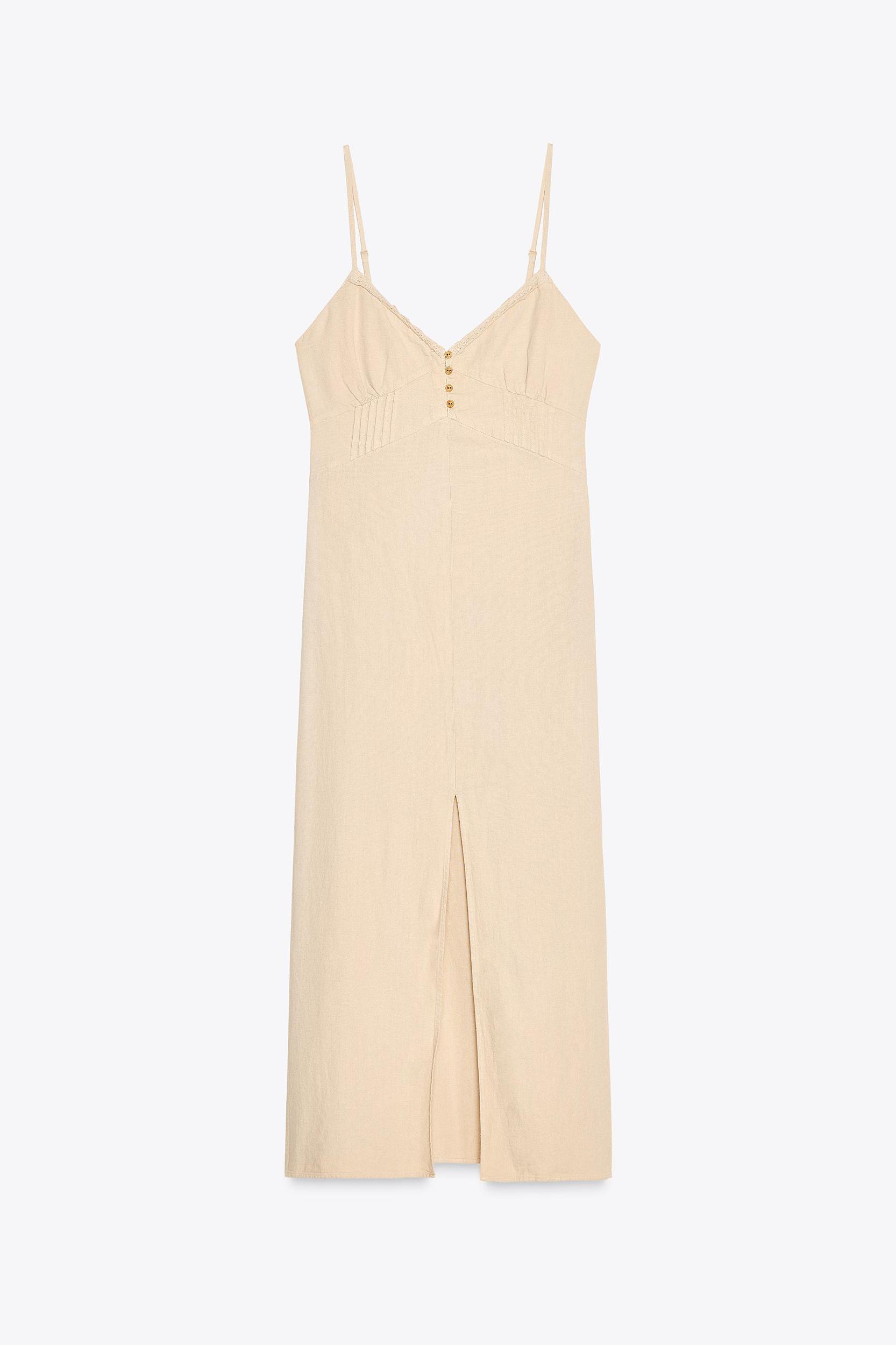 LINEN STRAPPY MIDI DRESS Product Image