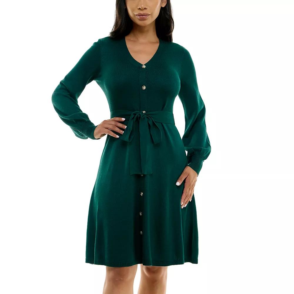 Women's Nina Leonard Balloon Sleeve Midi Sweater Dress,  Product Image