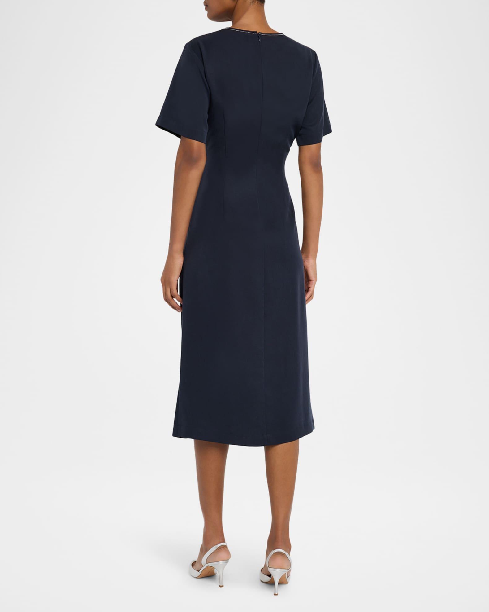 Ruched Punto Luce Viscose Midi Dress Product Image