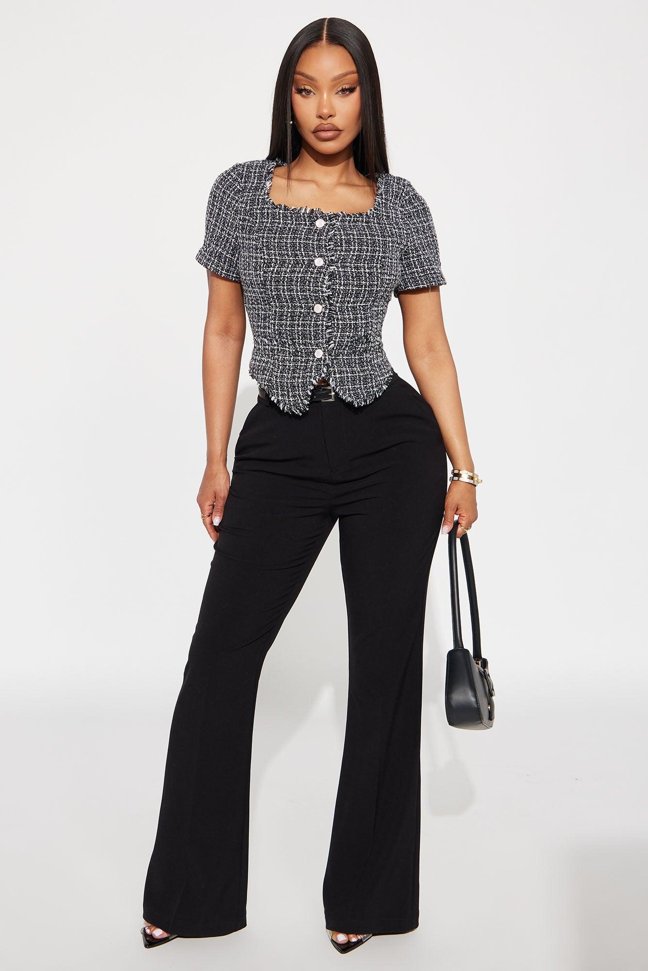 Elegant Beauty Tweed Top - Black Product Image