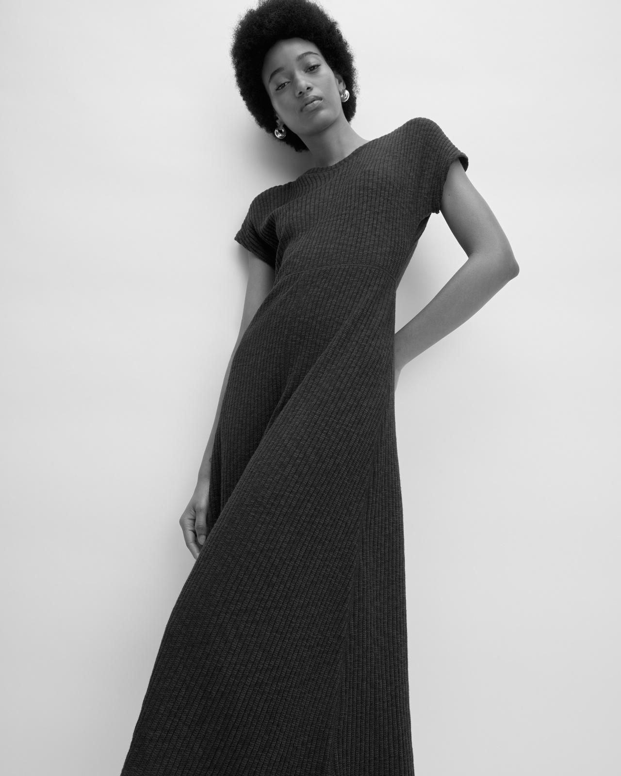 Womens Rib-Knit Cap-Sleeve Midi Dress by Everlane Product Image