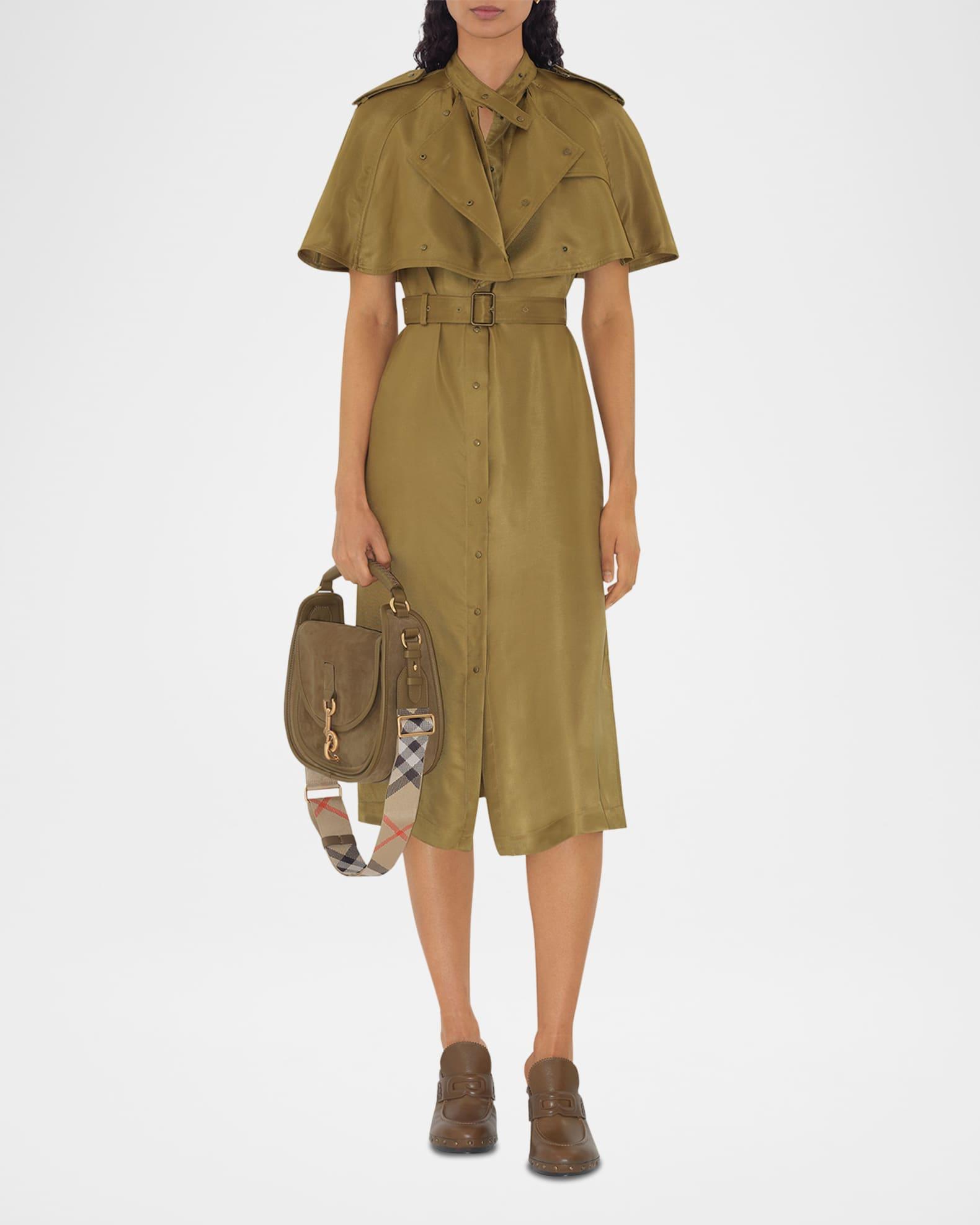 Belted Cape Viscose Trench Dress Product Image