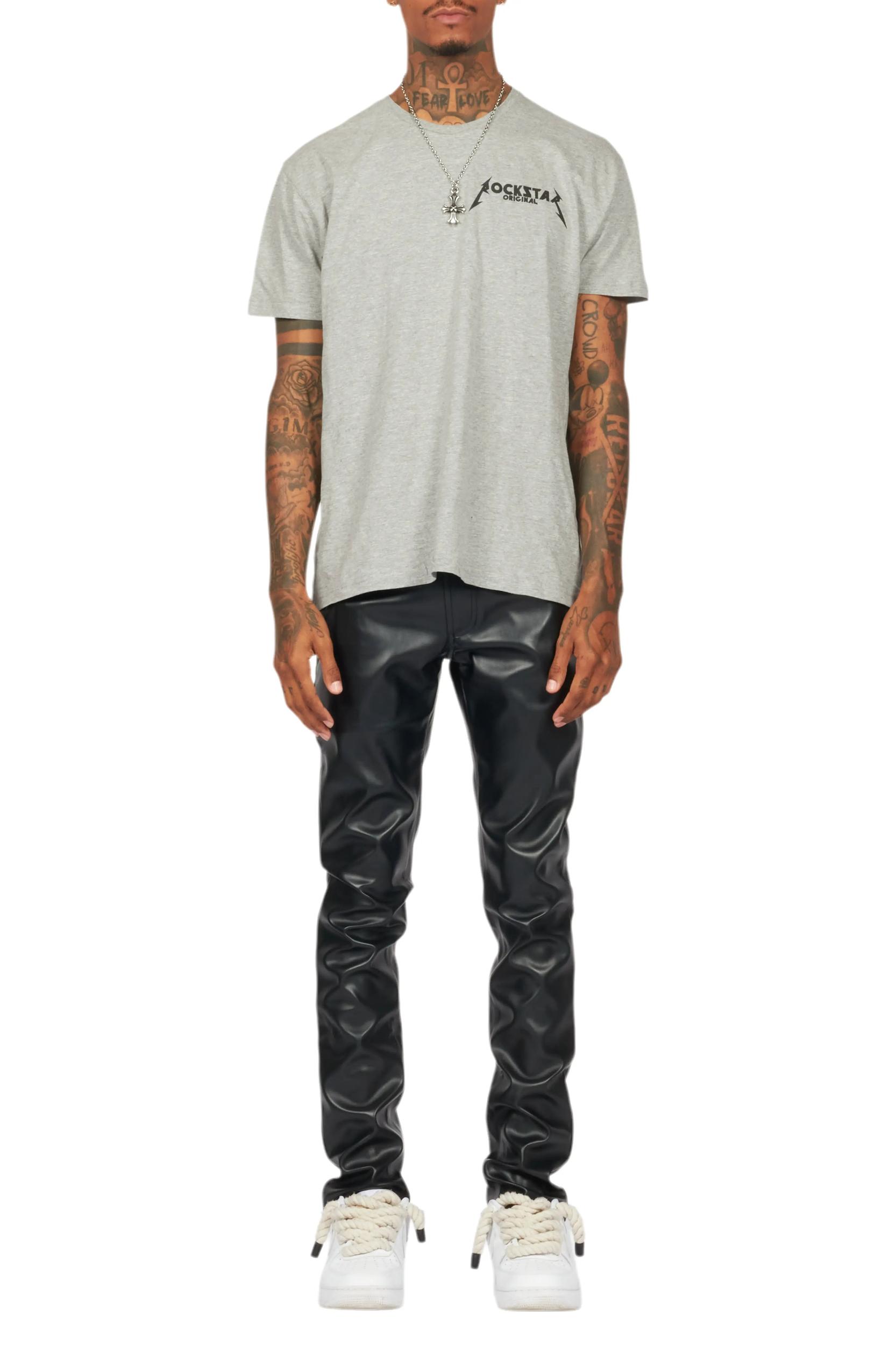 Ricky Black Slim Fit Faux Leather Pant Male Product Image