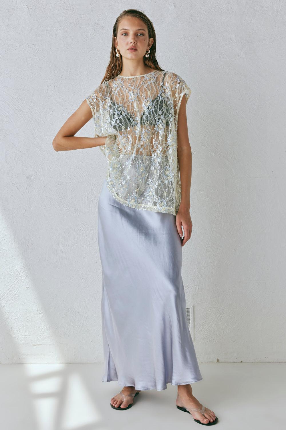 Florence Bias Cut Maxi Skirt Pearl Product Image