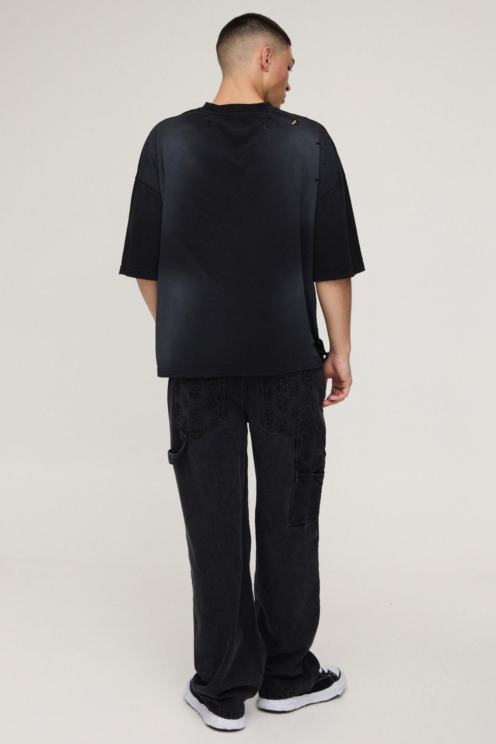 Relaxed Fit Embossed Carpenter Jeans | boohooMAN USA Product Image