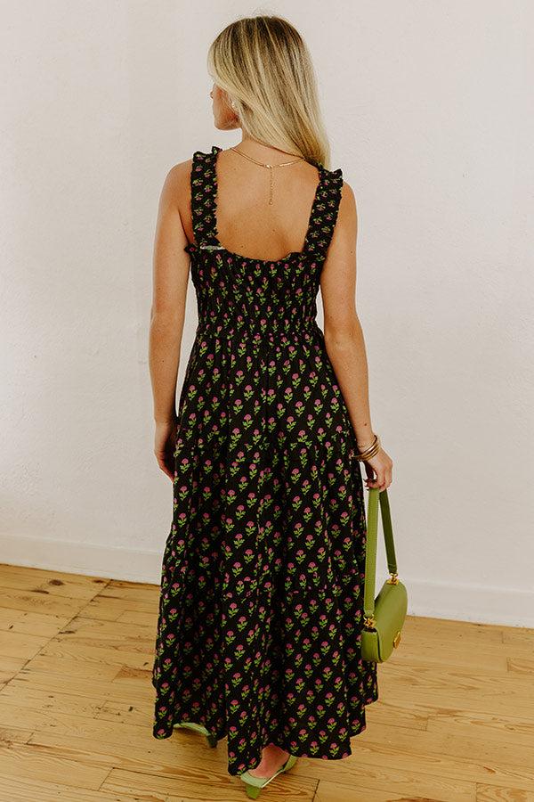 Apple Orchard Stroll Floral Midi Dress in Black Product Image