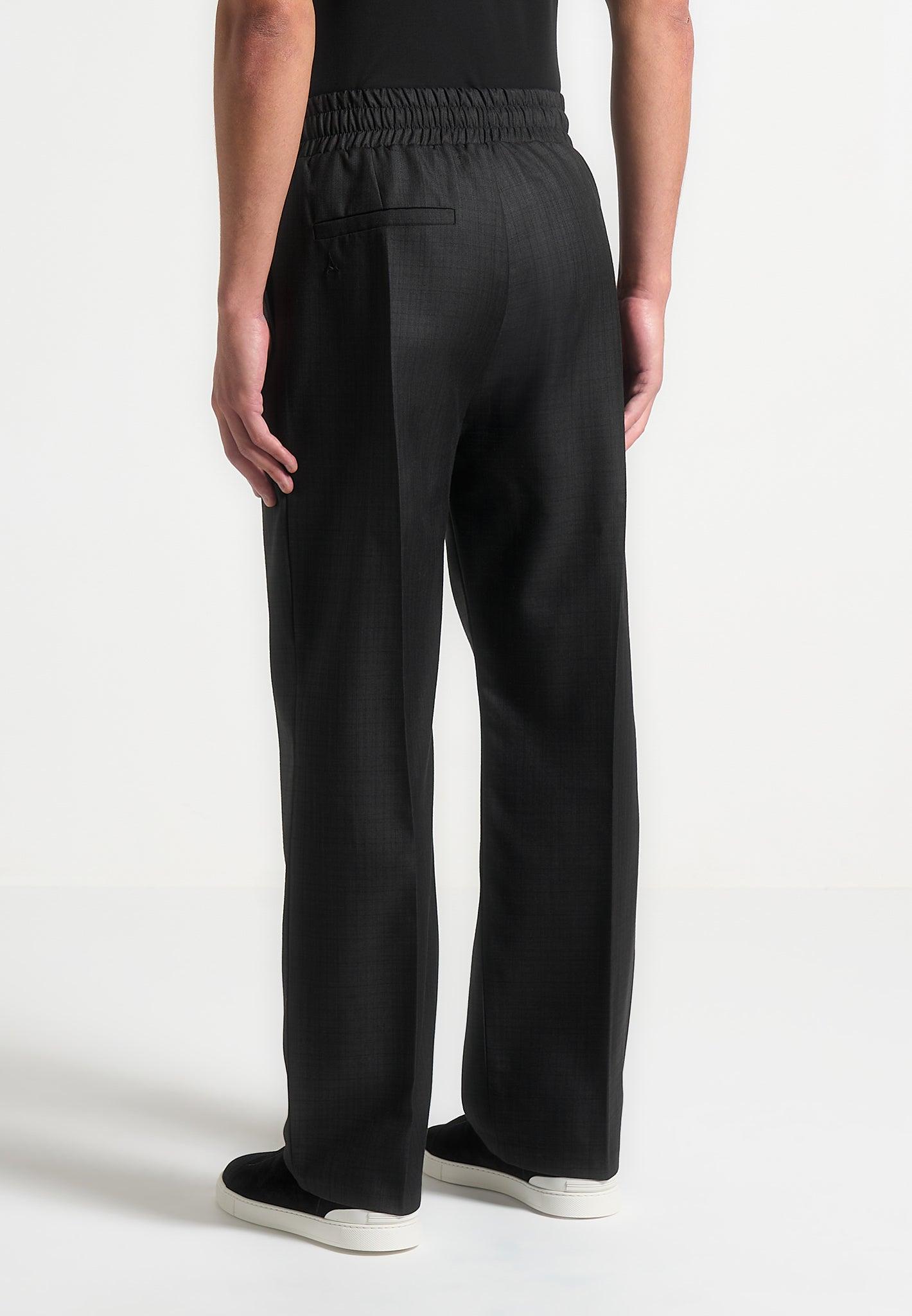 Elasticated Tailored Crease Trousers - Black Male Product Image