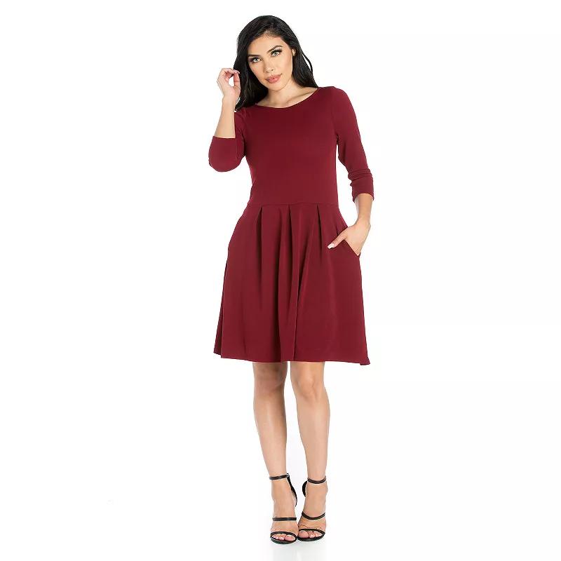 Women's 24seven Comfort Apparel Fit and Flare Dress with Pockets,  Product Image