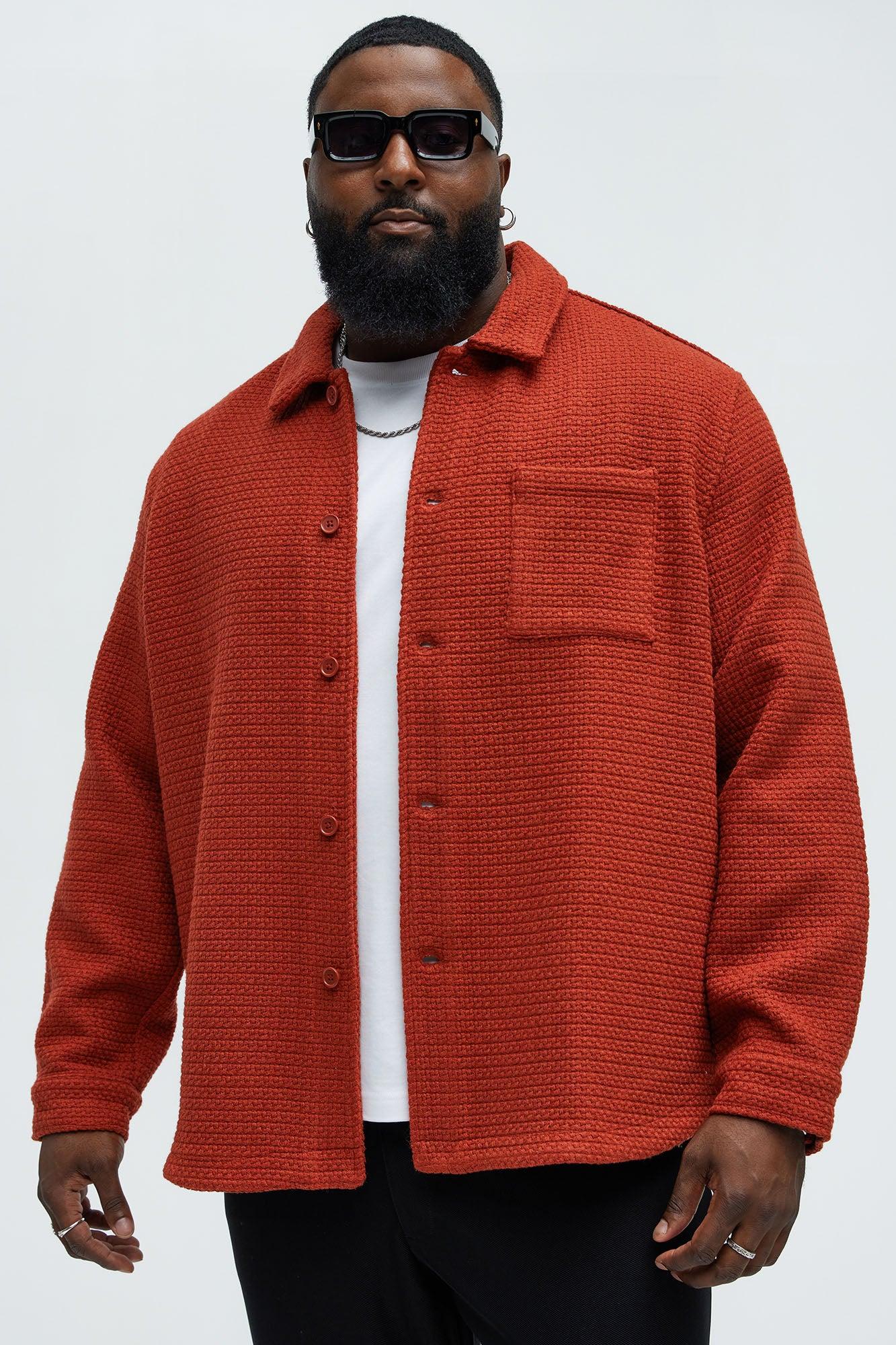 Linden Textured Button Up Shirt - Rust Product Image