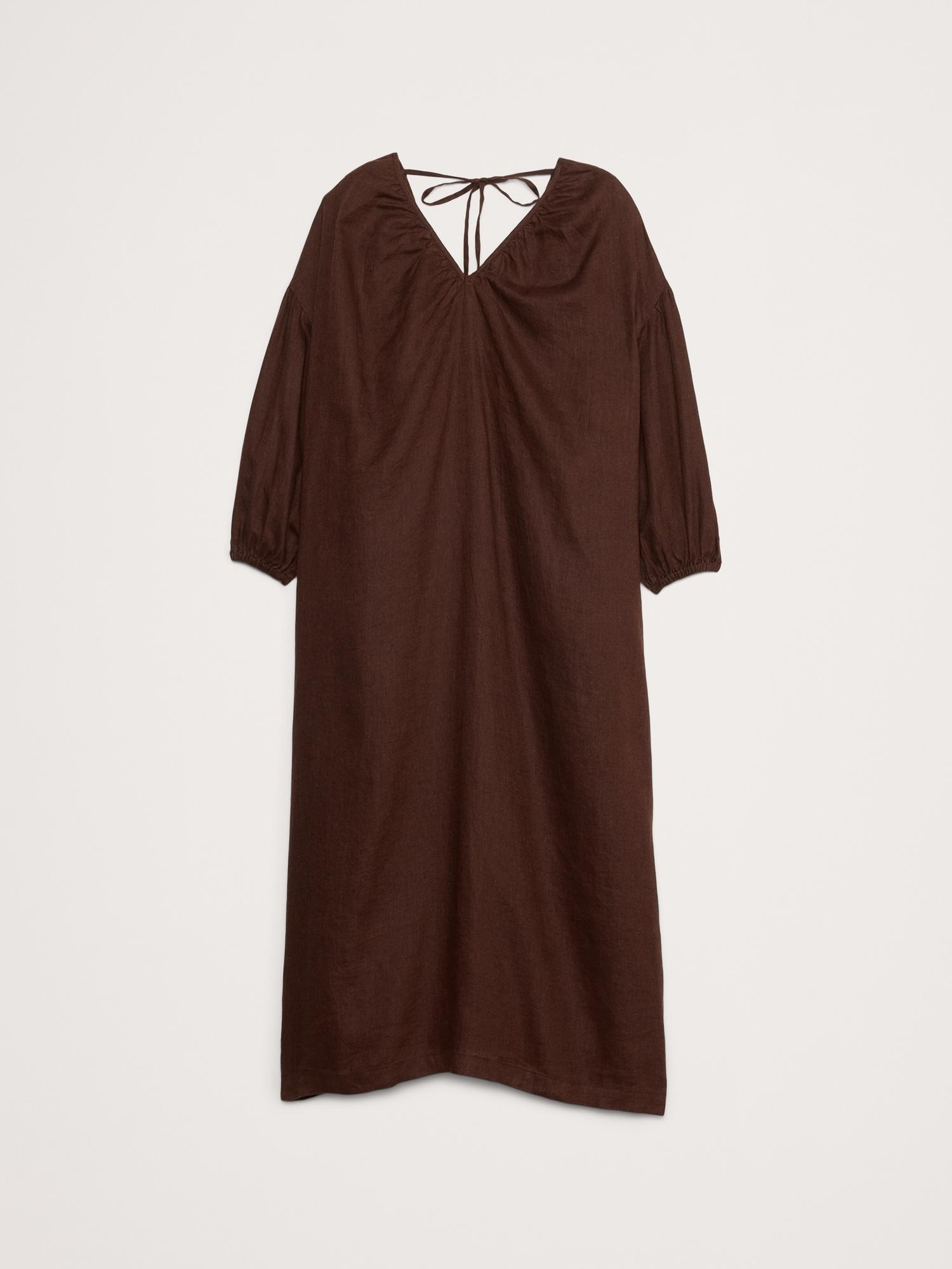 Linen V-Neck Maxi Dress Product Image