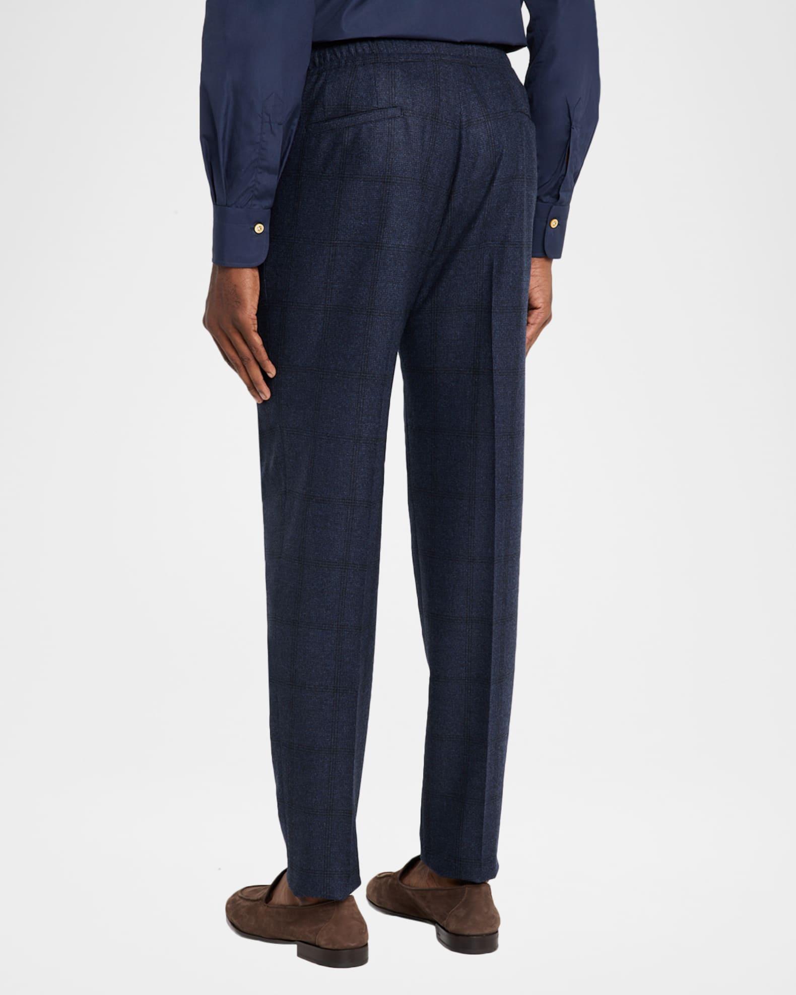 Men's Windowpane Pleated Stretch Pants Product Image