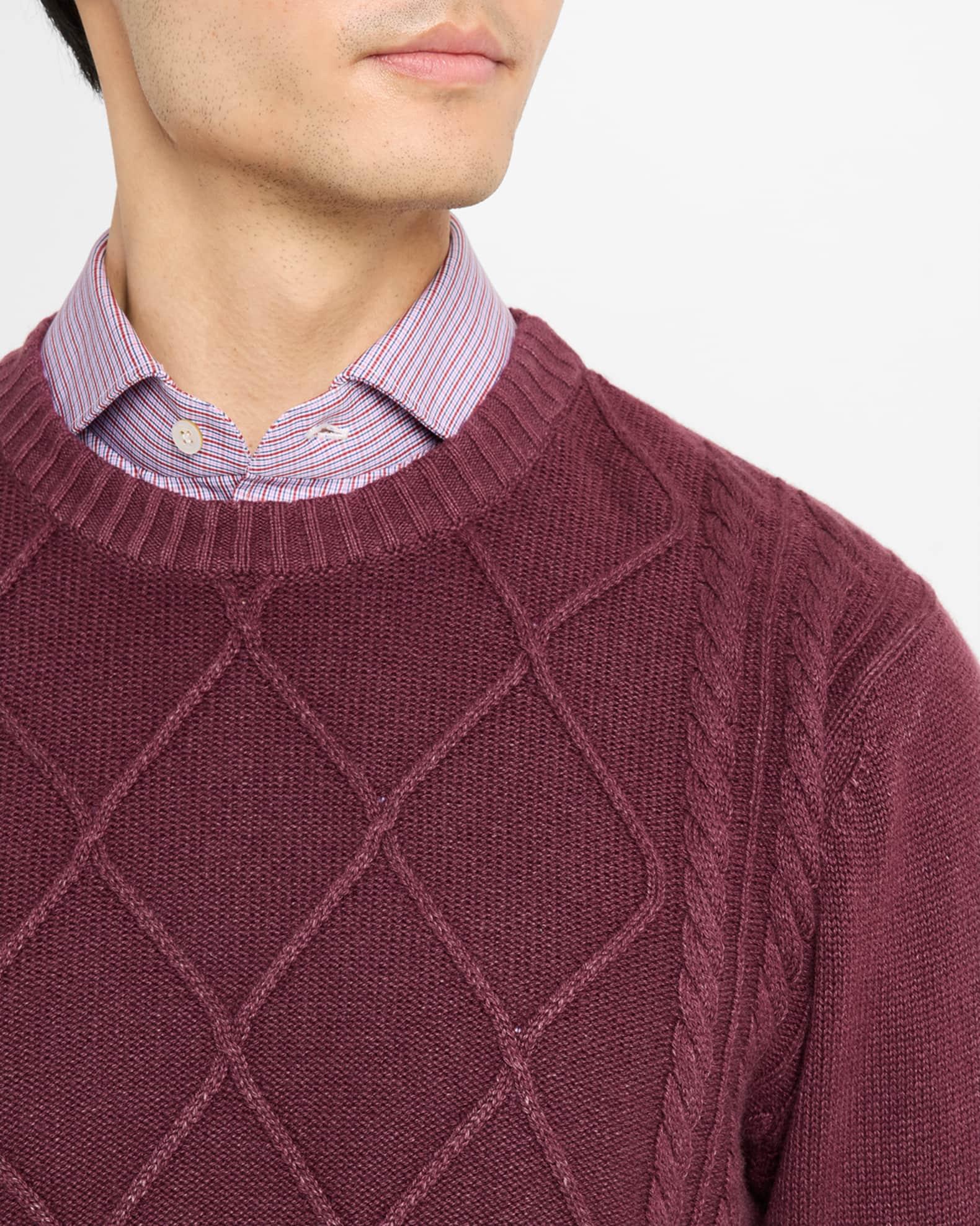 Men's Cashmere Diamond Cable Crewneck Sweater Product Image