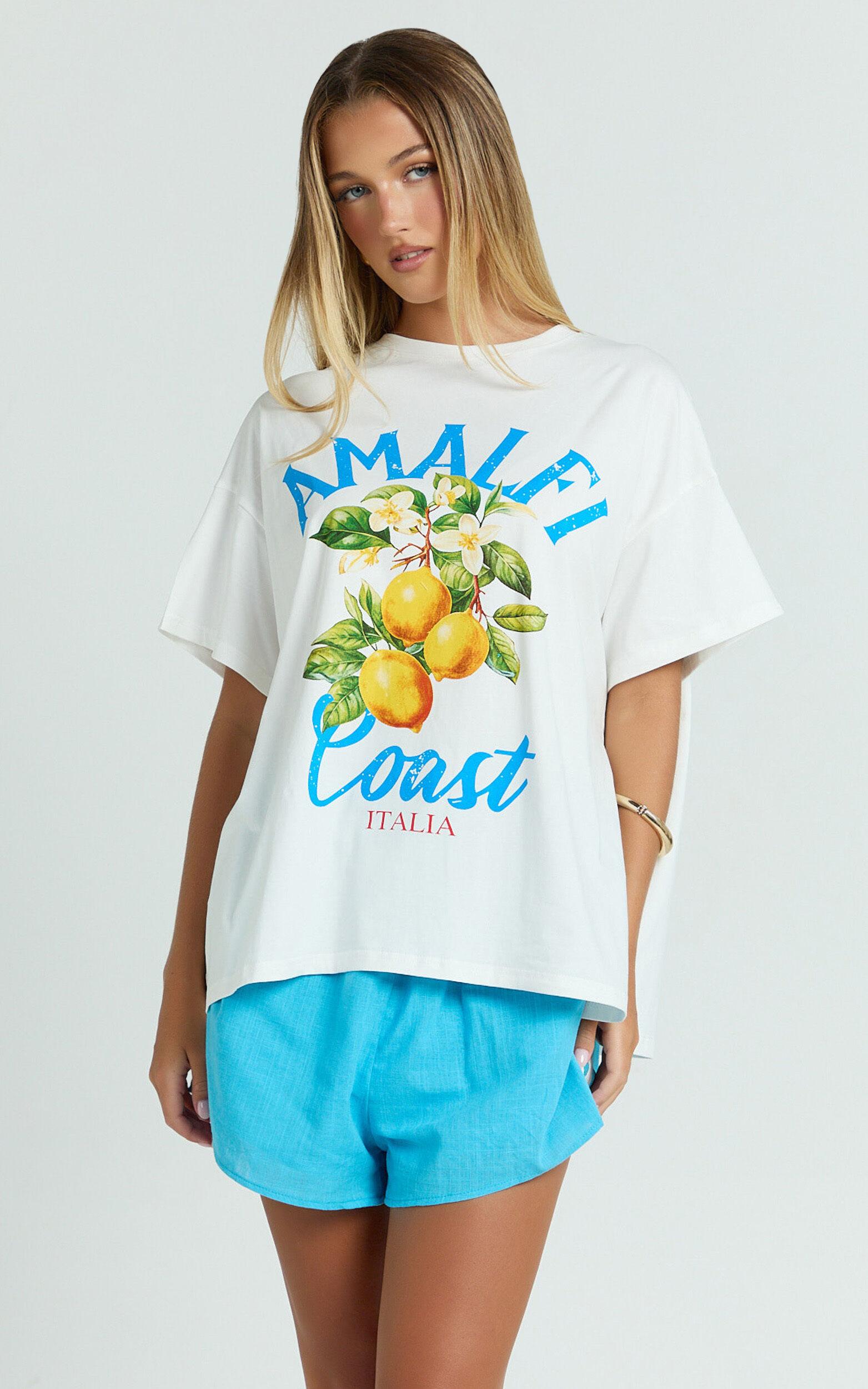 Luna Two Piece Top and Shorts Set - Amalfi T-shirt Set in White Product Image