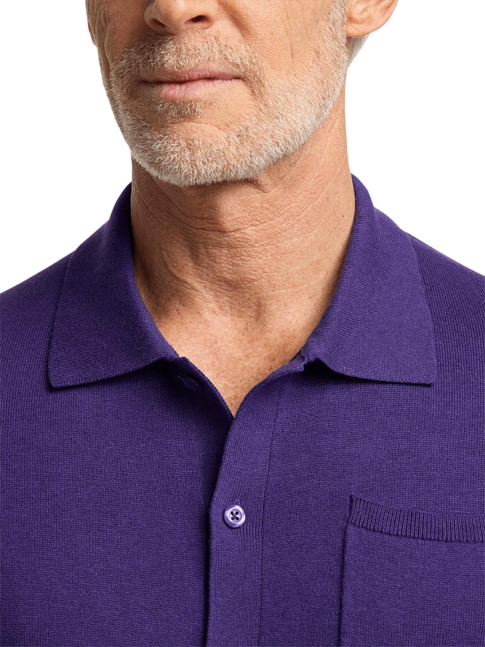 Supima Cotton Button Front Polo - Plum Product Image