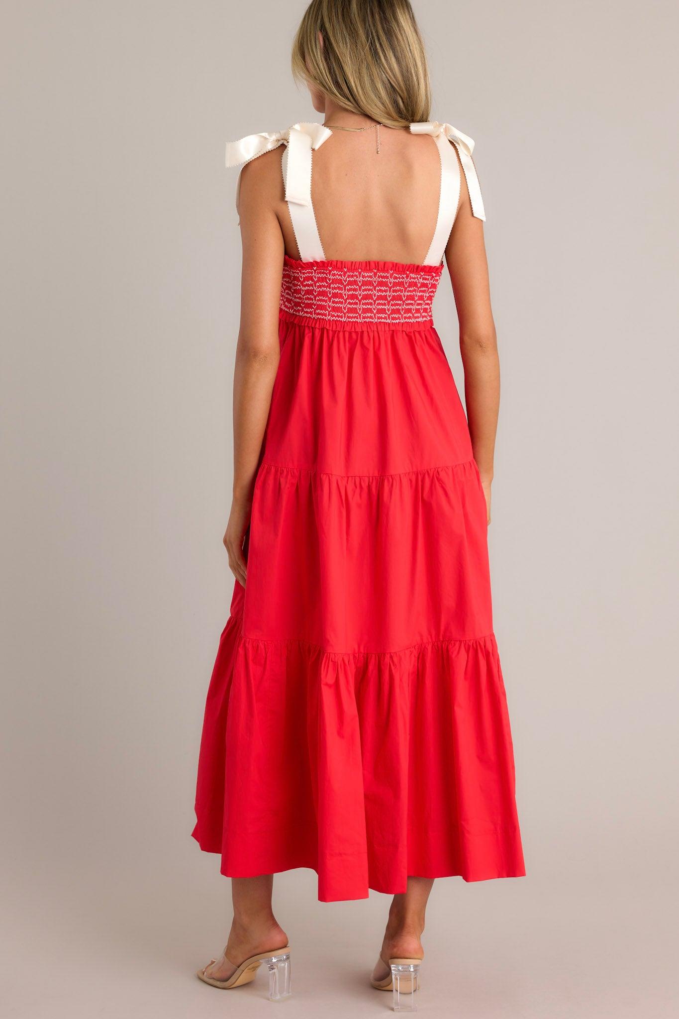 The Felicity Red Cotton Maxi Dress Product Image