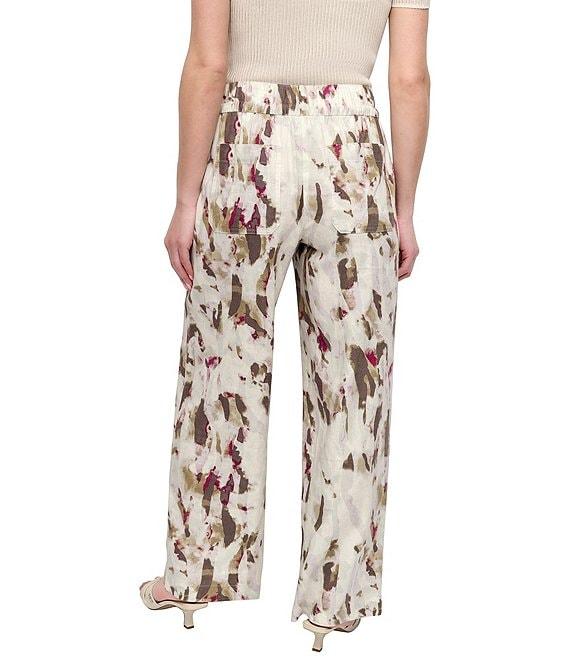 DKNY by Donna Karan Printed Linen Blend Pull On Pants Product Image