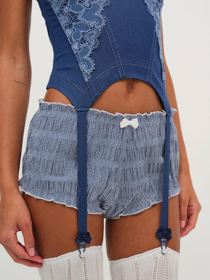 Denim Hearts Bloomer Short — Blue Product Image