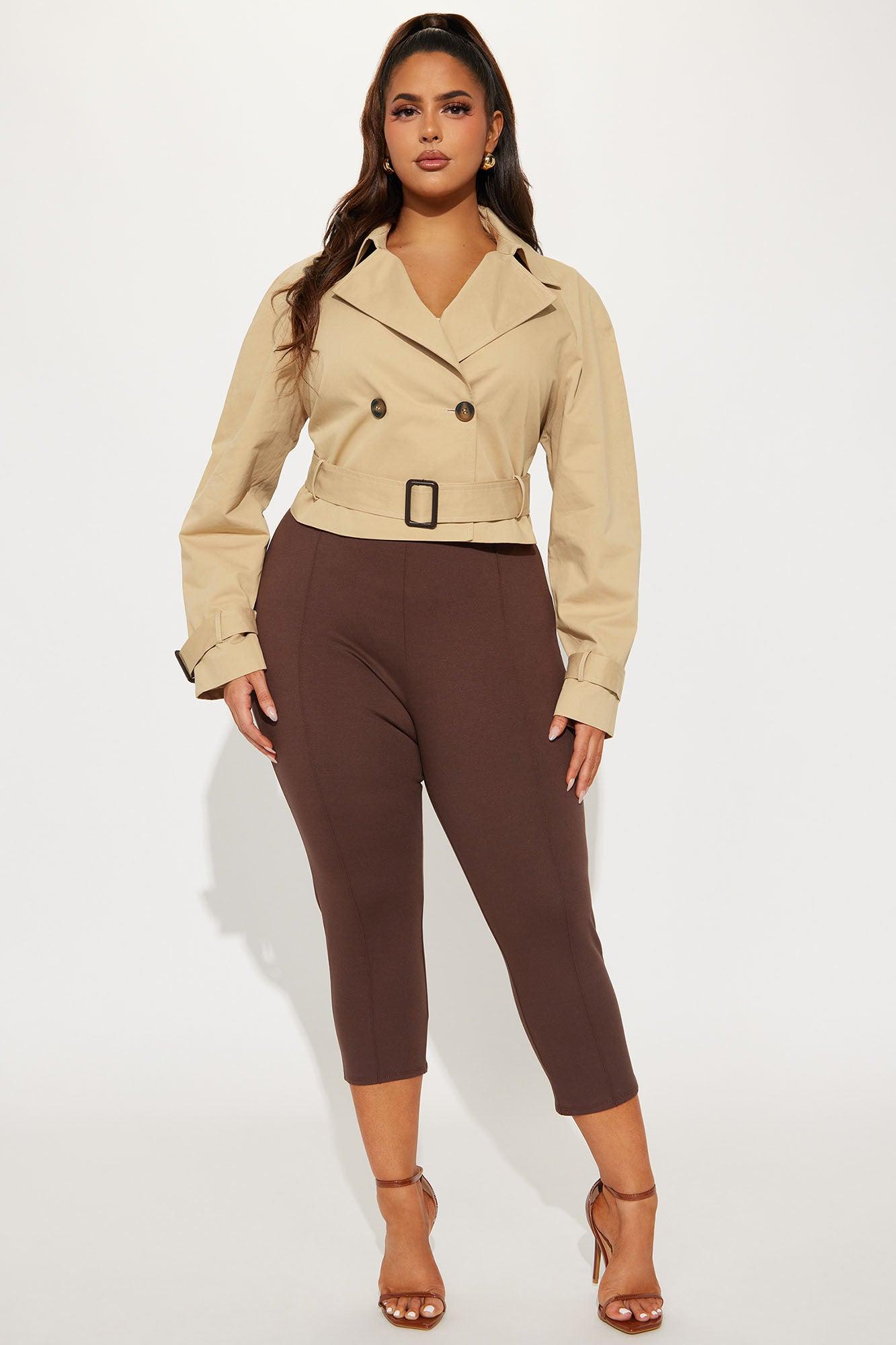 Charlie Belted Cropped Trench - Khaki Product Image
