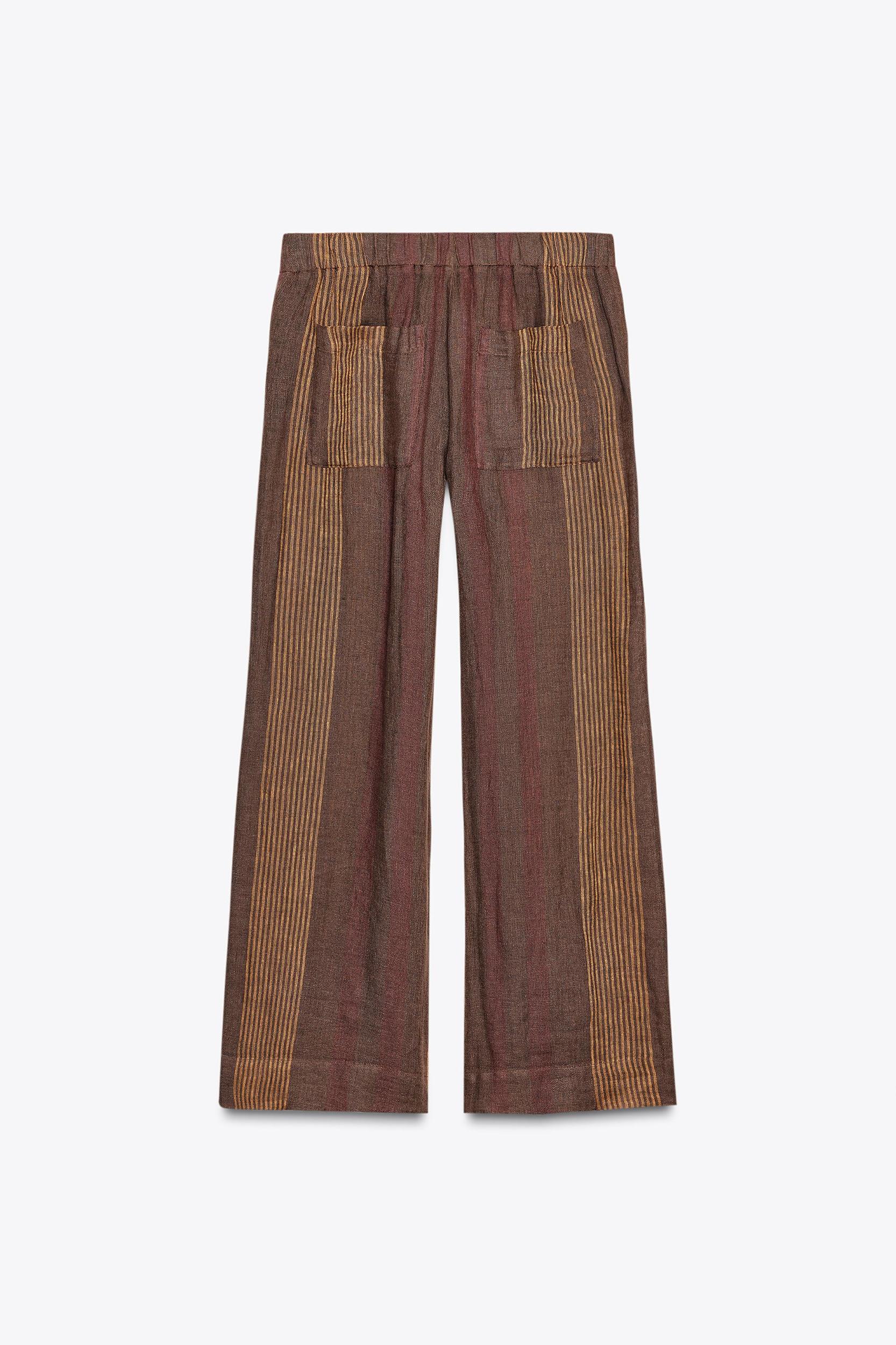 100% LINEN STRIPED PANTS ZW COLLECTION Product Image