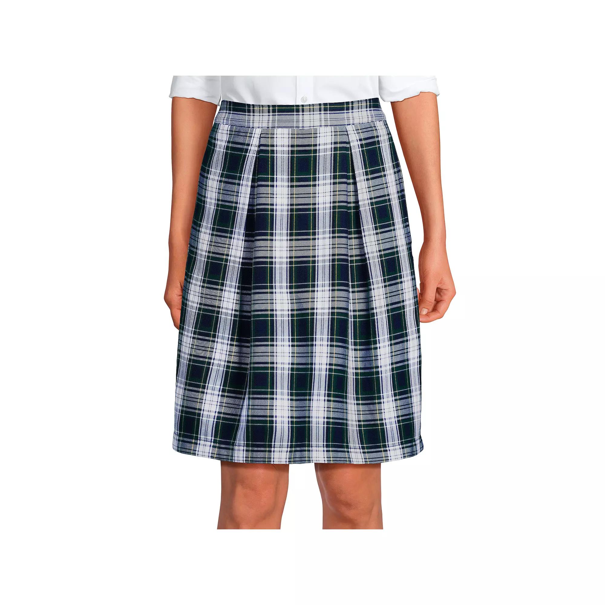 Women's Lands' End School Uniform Plaid Top-Of-Knee Skort, Size: 2, White Plaid Product Image