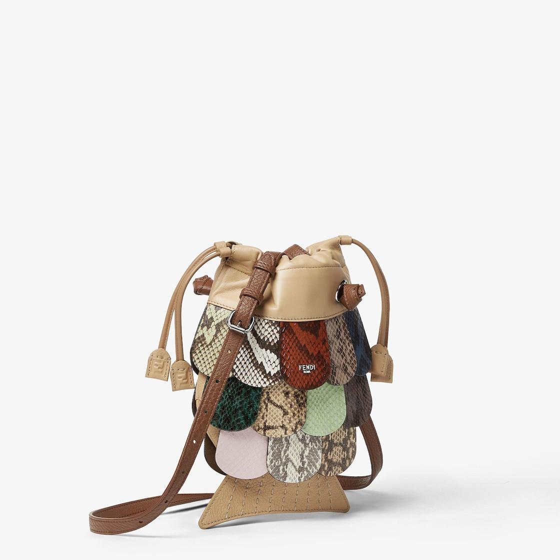 Fish BagNappa leather and multicolor lizard leather patchwork bag Product Image