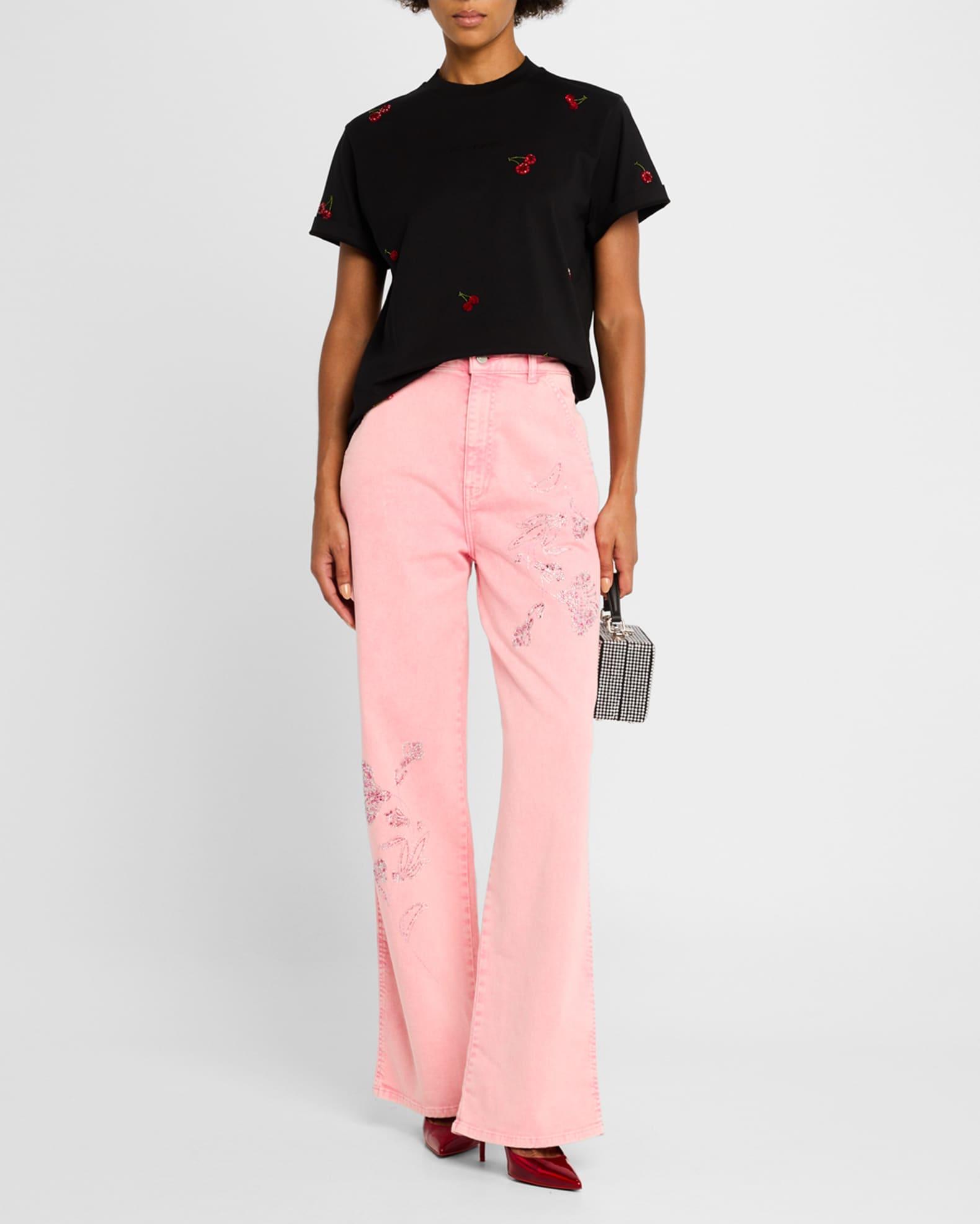 Floral Crystal High-Rise Jeans  Product Image