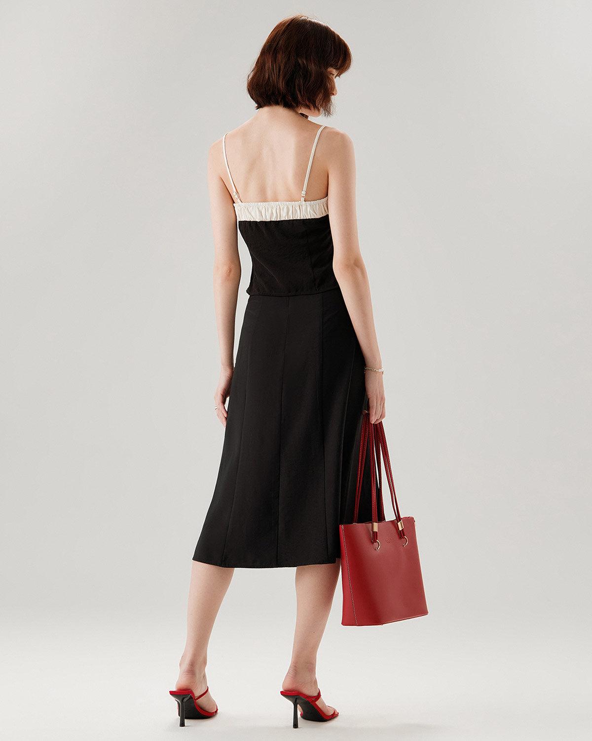 Black Contrast Ruched Cami Top Product Image