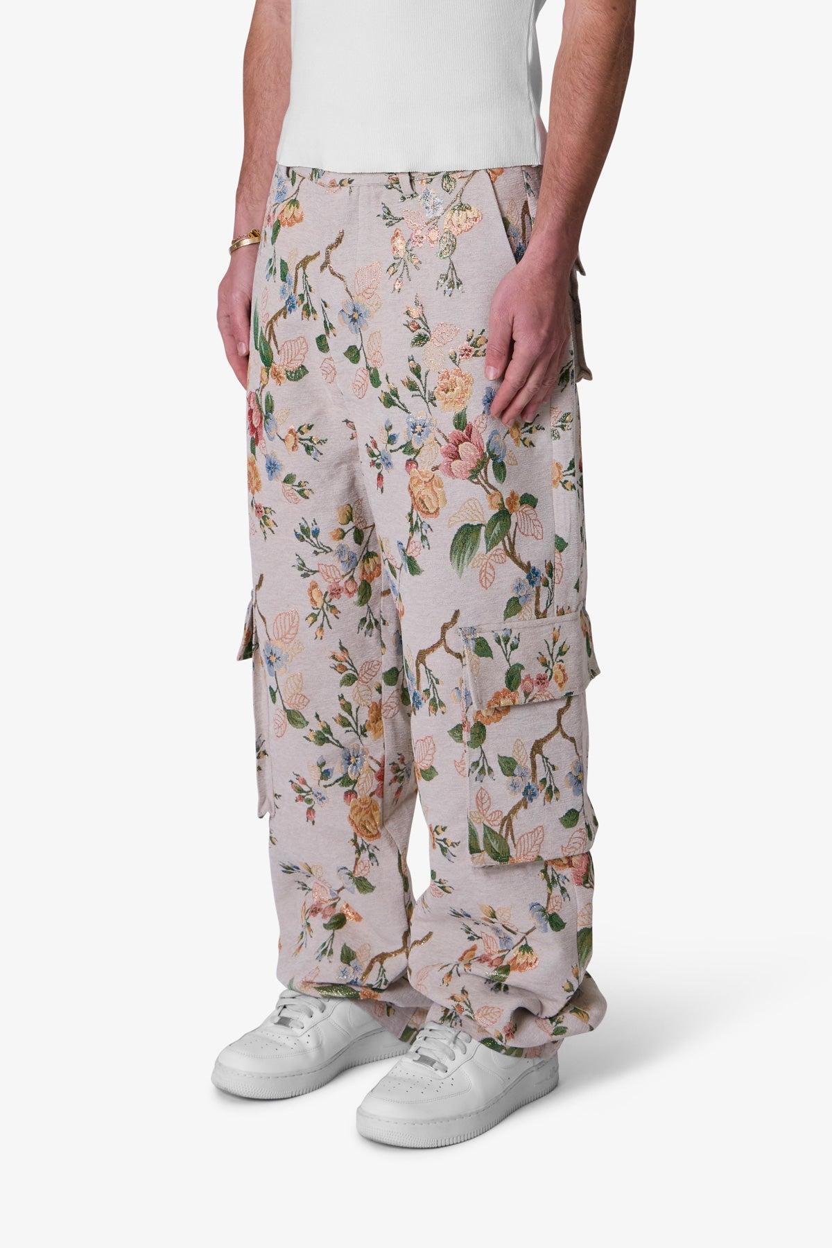 Jacquard Rose Cargo Pants - Gold Product Image