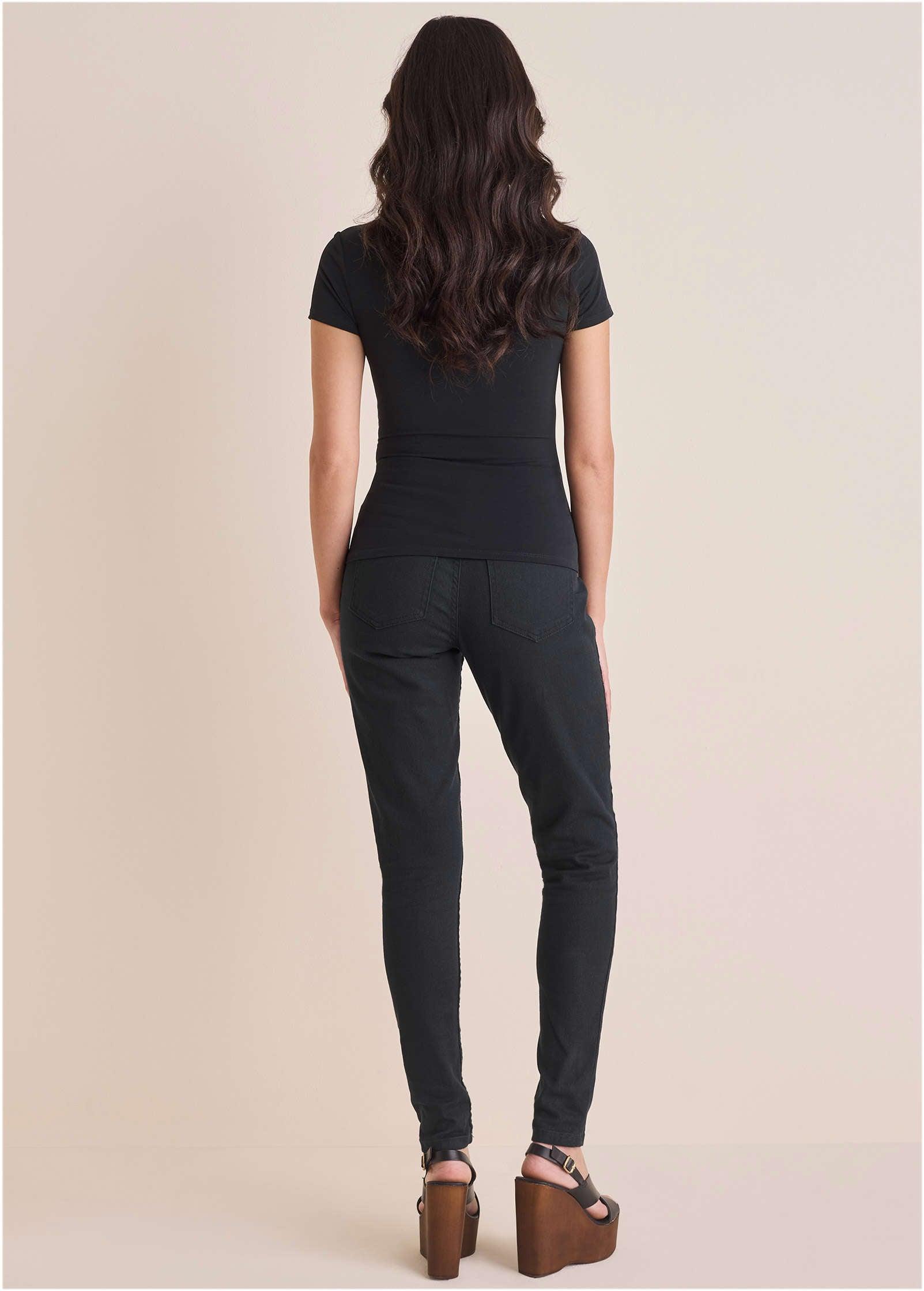 Ruched Tie-Front Top - Black Product Image