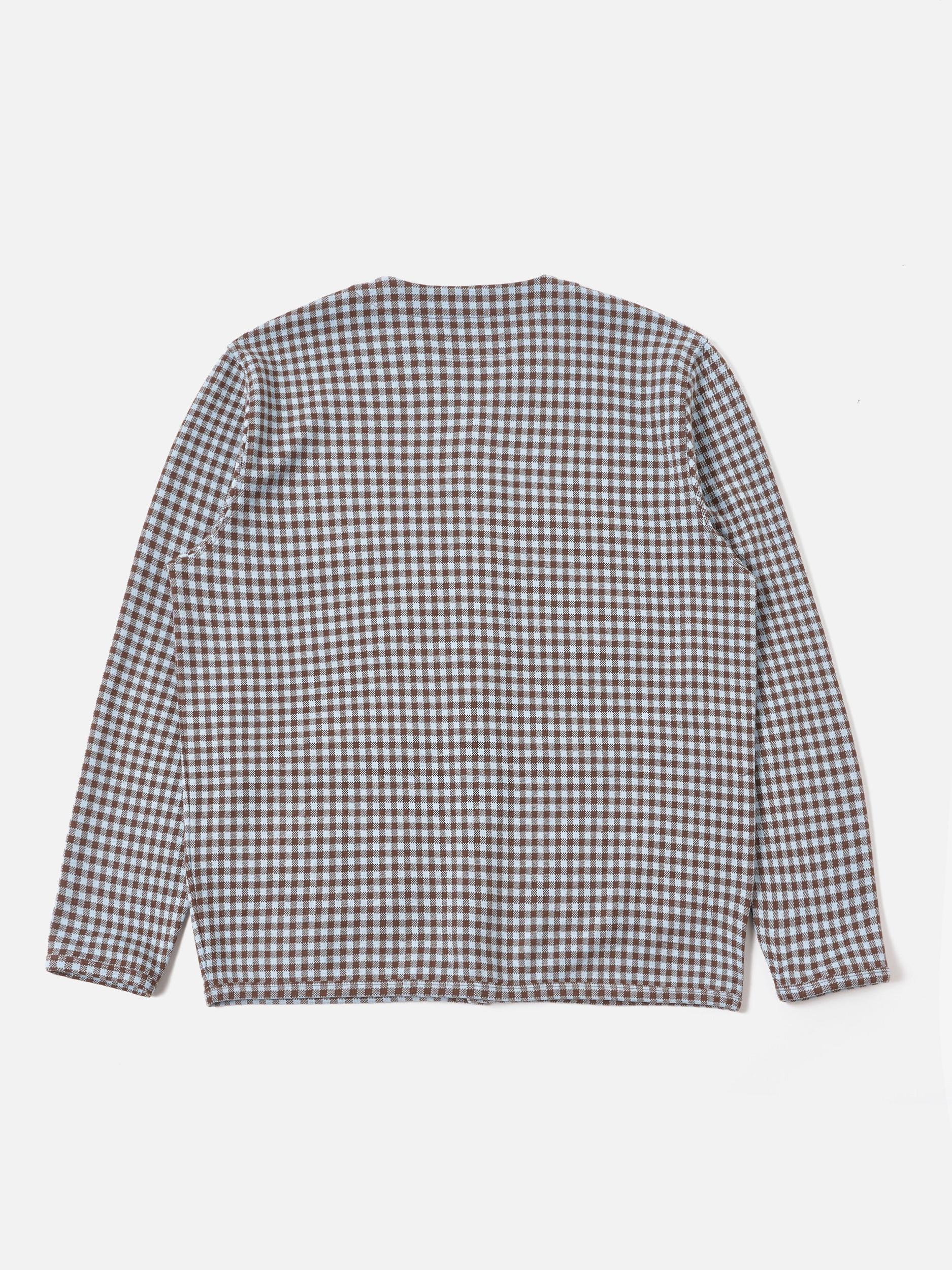 Brown/Sky Gingham Cotton Cardigan Product Image