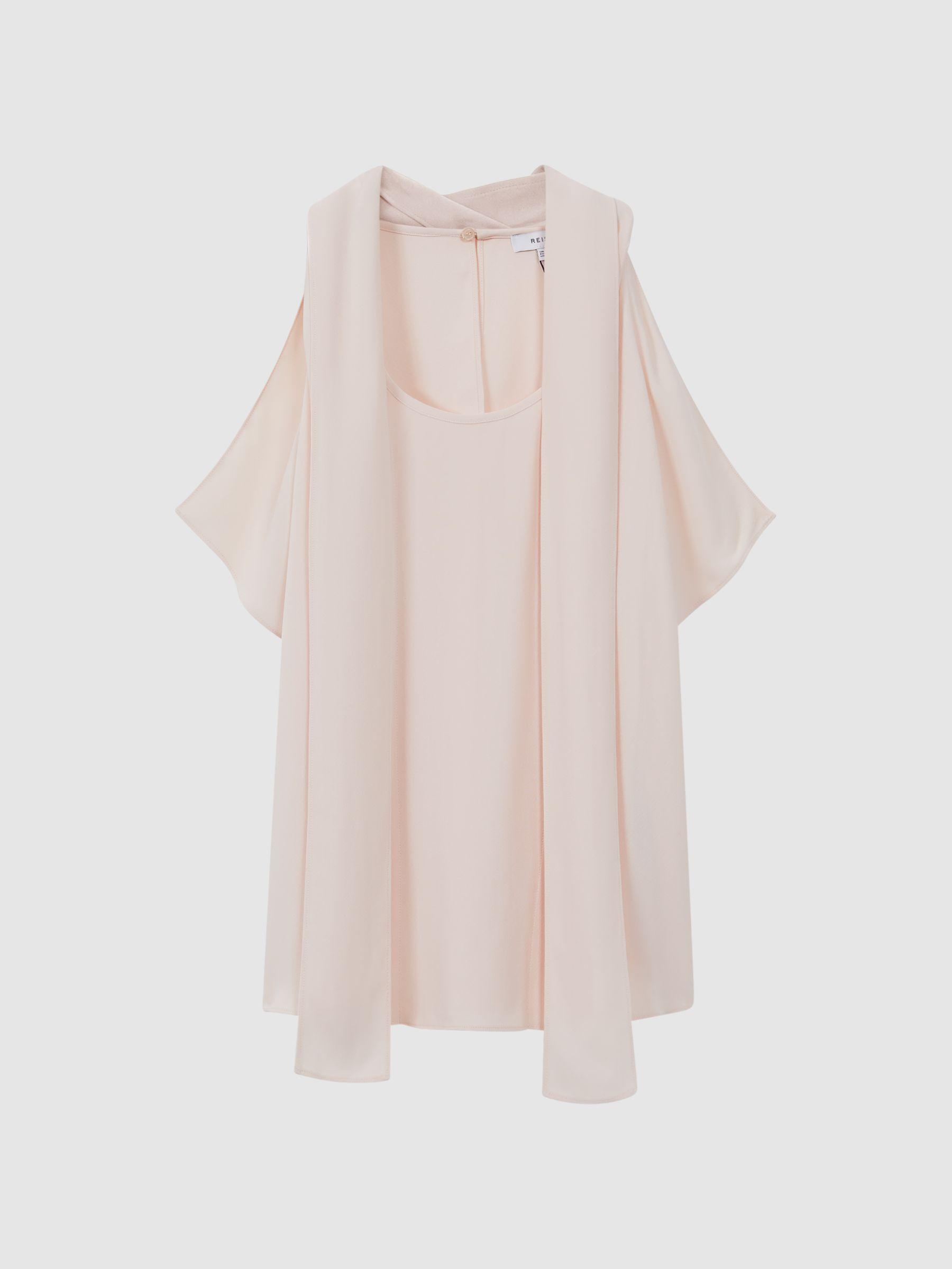 Tie Neck Draped Blouse in Nude Product Image