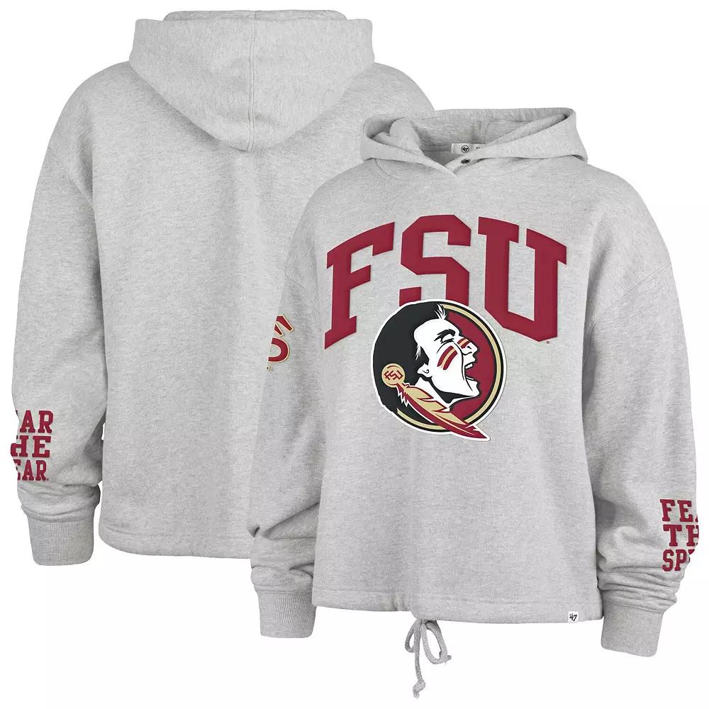 Women's '47 Heather Gray Florida State Seminoles High Hopes Long Sleeve Cropped Hoodie,  Product Image