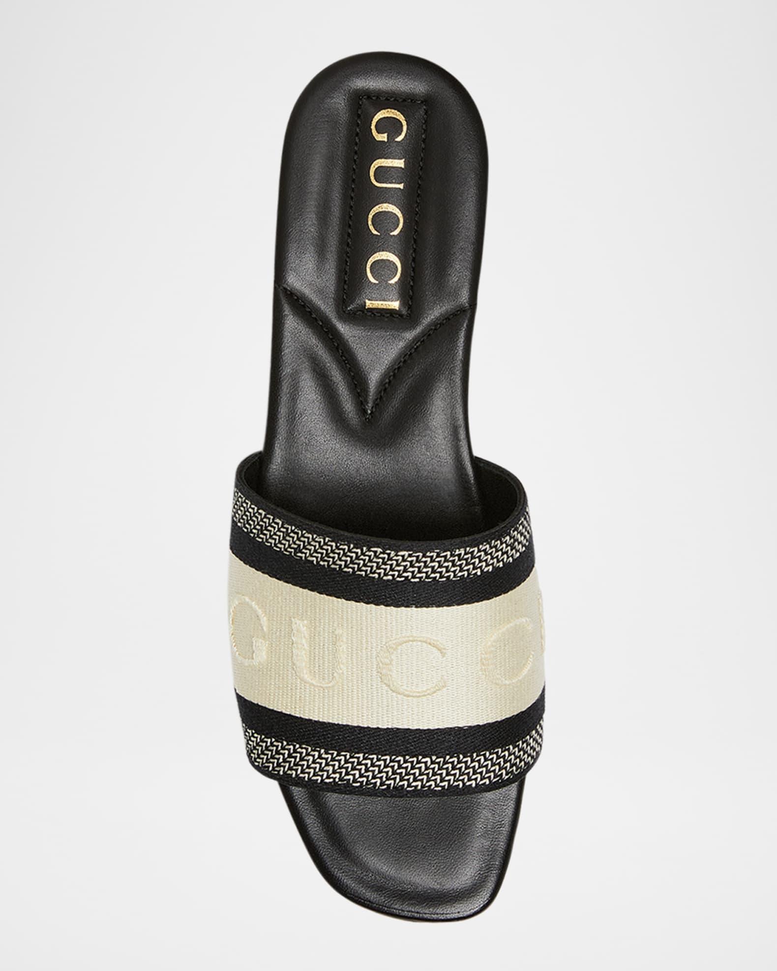 Jane Embroidered Cotton Flat Slide Sandals Product Image