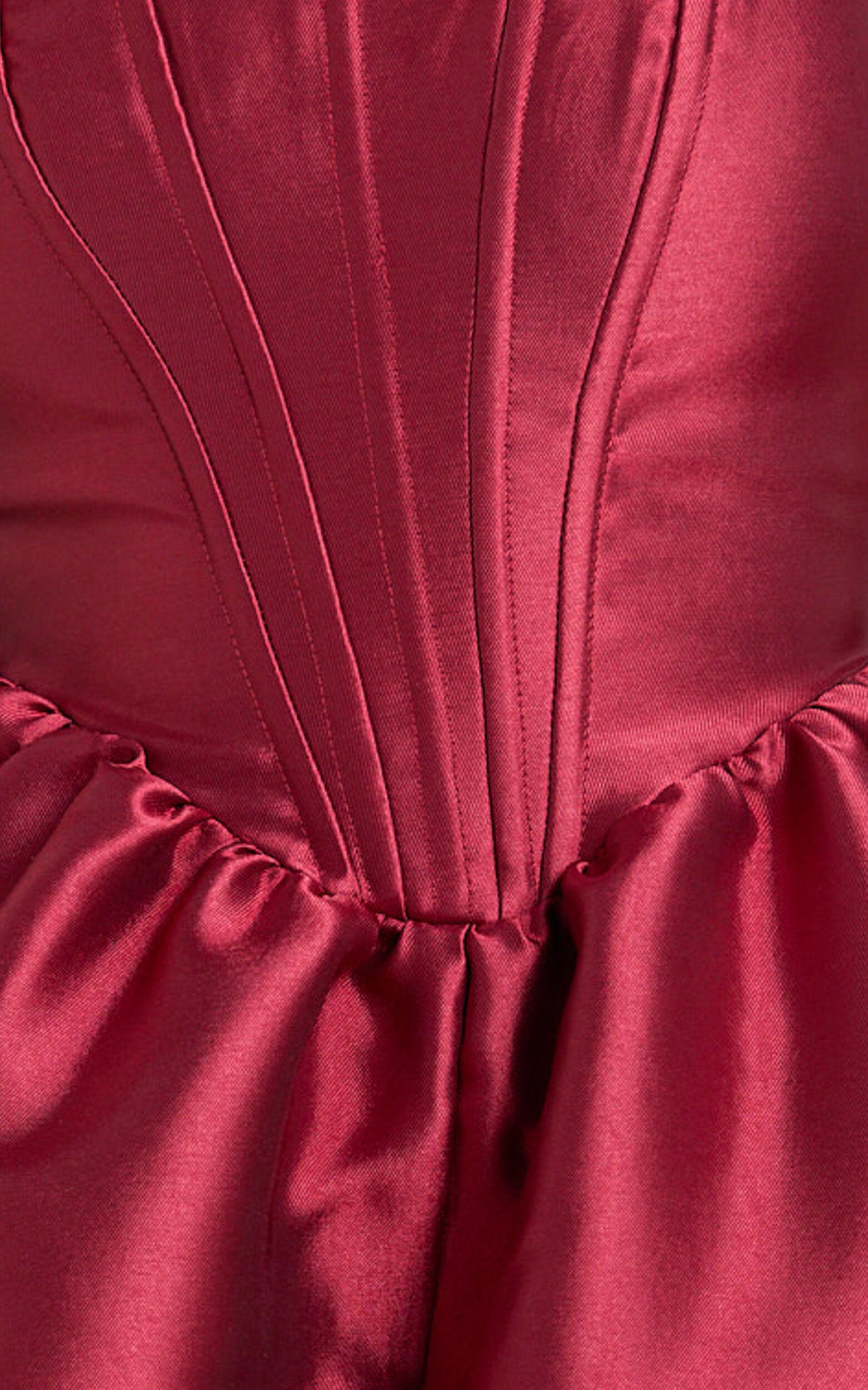 Courtney Midi Dress - Corset Panel Low Back Dress in Wine Product Image