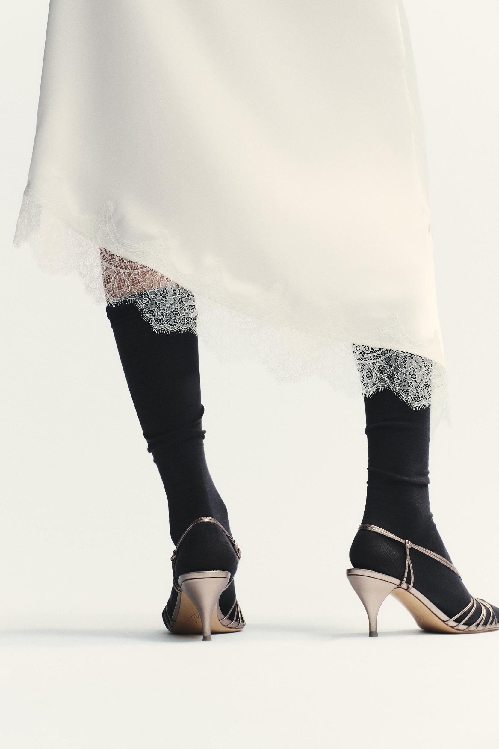 LACE SATIN EFFECT SKIRT Product Image