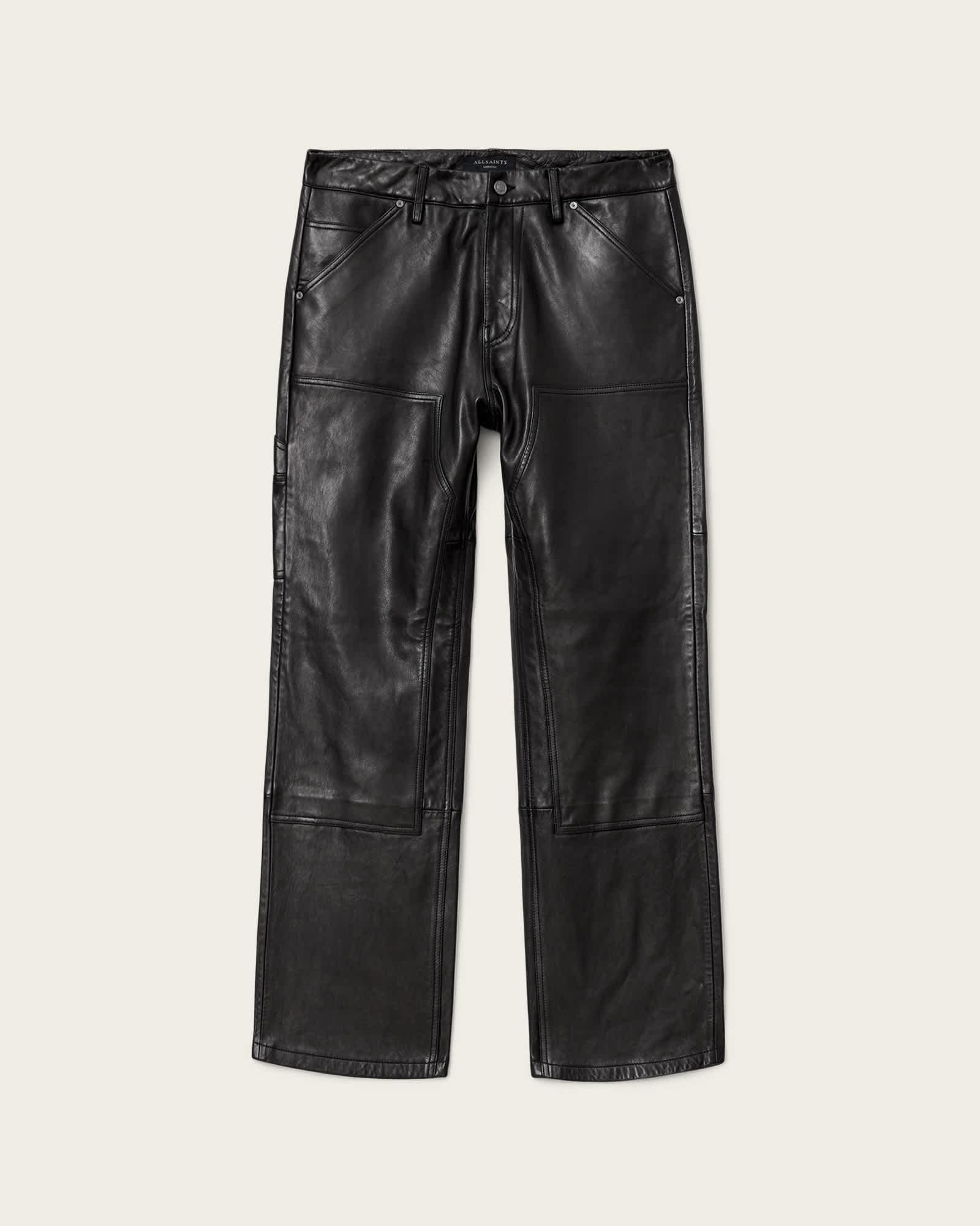 Manto Straight Fit Leather Pants Black | ALLSAINTS US Product Image