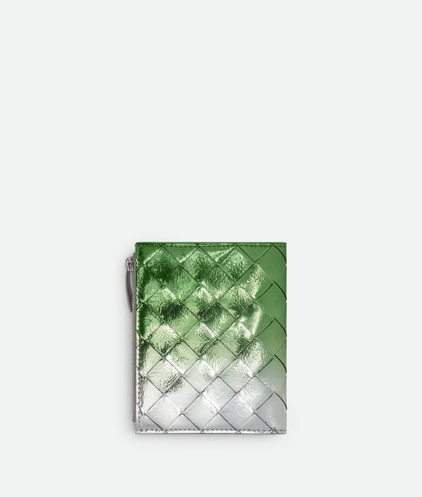 Women's Intrecciato Small Bi-Fold Wallet in Silver/fresh mint Product Image