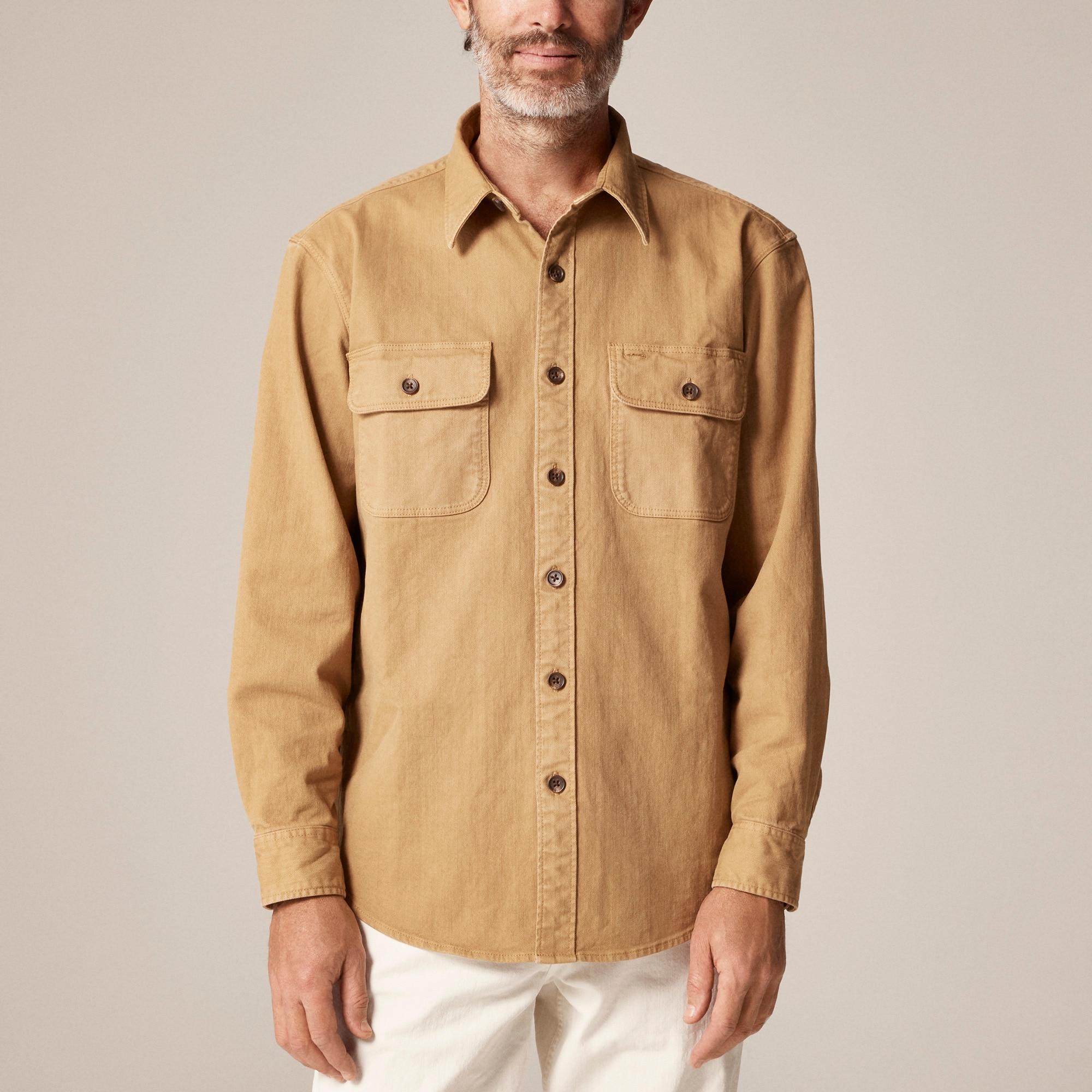 Garment-dyed twill overshirt Product Image