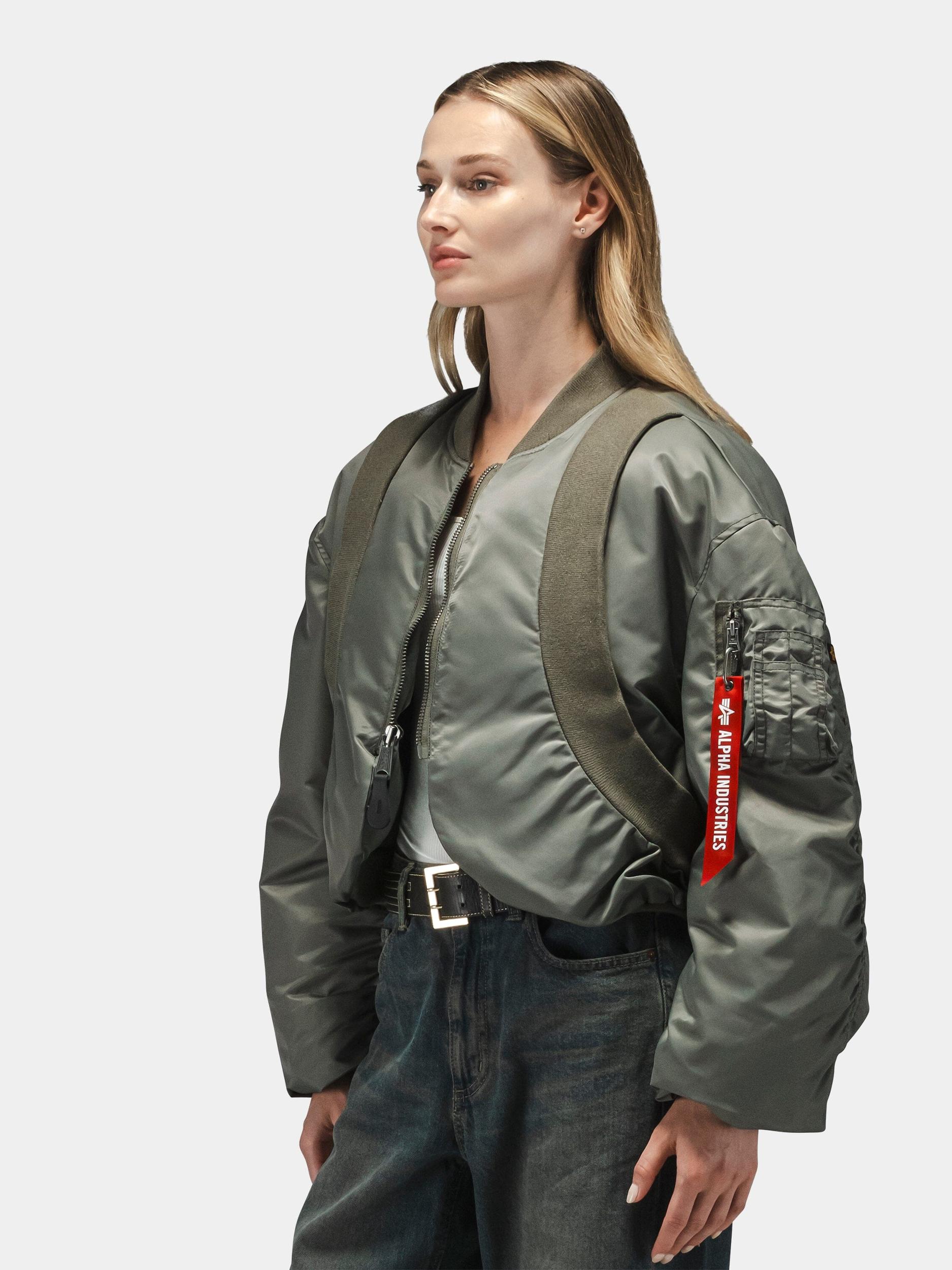 KNIT RIB MA-1 FLIGHT JACKET WOMENS (FIELD GRAY) - FIELD GRAY / S Product Image