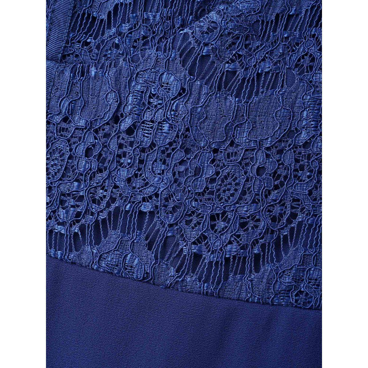 Plus Size Lace Corset Flared Hem Midi Dress Indigo Women Heart neckline Sleeveless Curvy BloomChic 14-16/1X Product Image