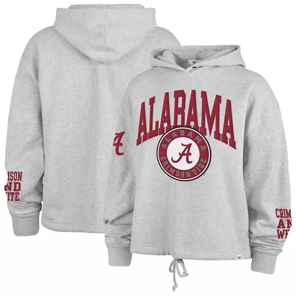 Women's '47 Heather Gray Alabama Crimson Tide High Hopes Long Sleeve Cropped Hoodie,  Product Image