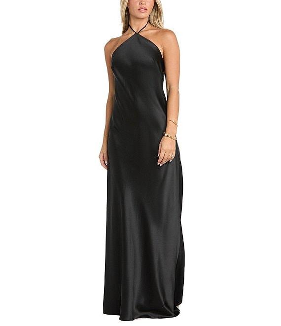 Morgan & Co. Satin Halter Neck Long Dress Product Image