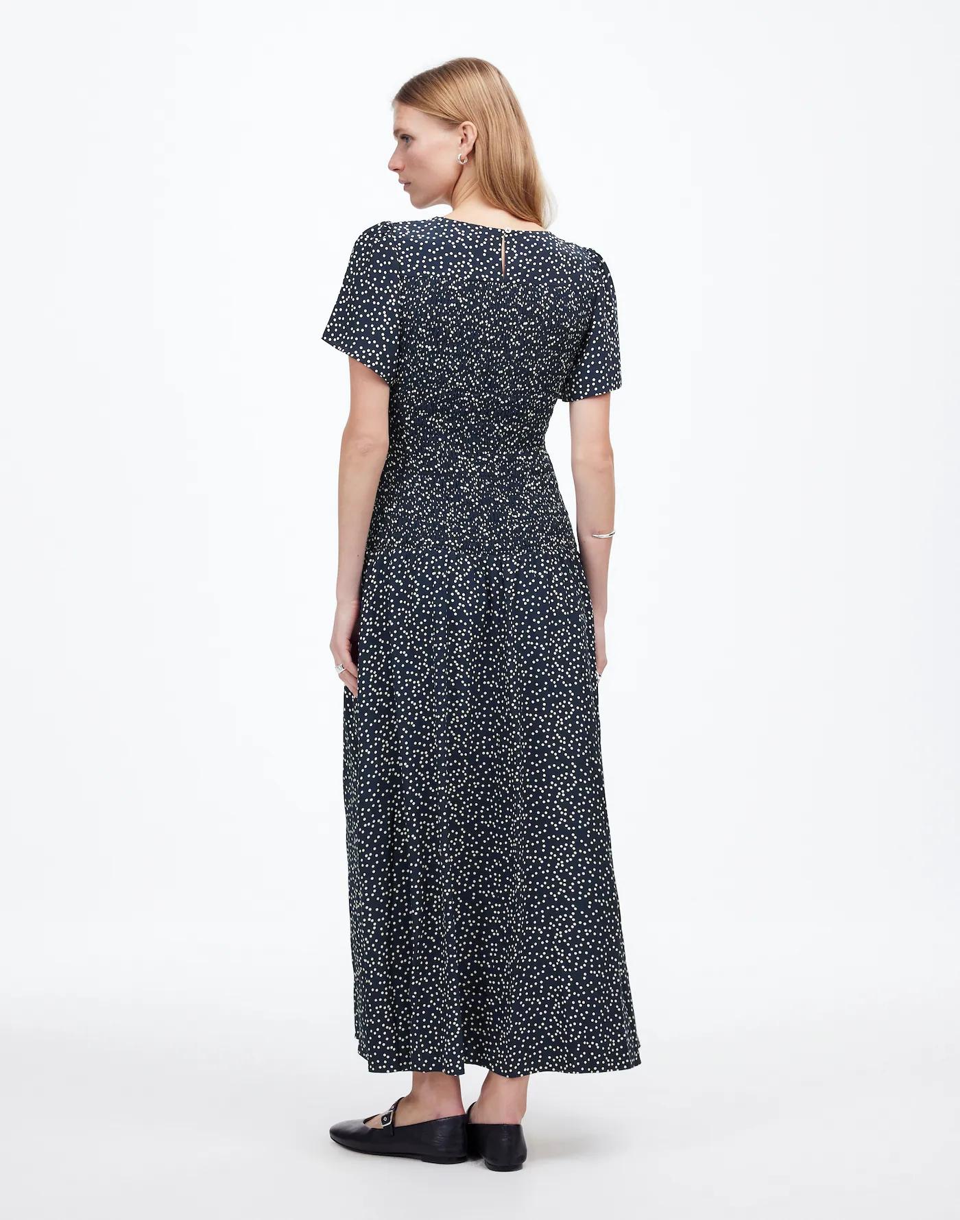 Flutter-Sleeve Smocked Midi Dress in Floral Product Image