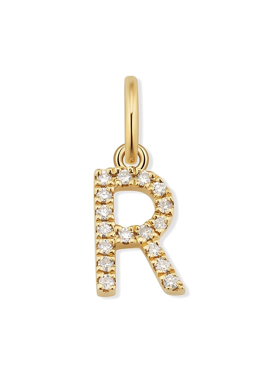 Womens 14K Yellow Gold My Letter Diamond Initial Pendant Charm Product Image