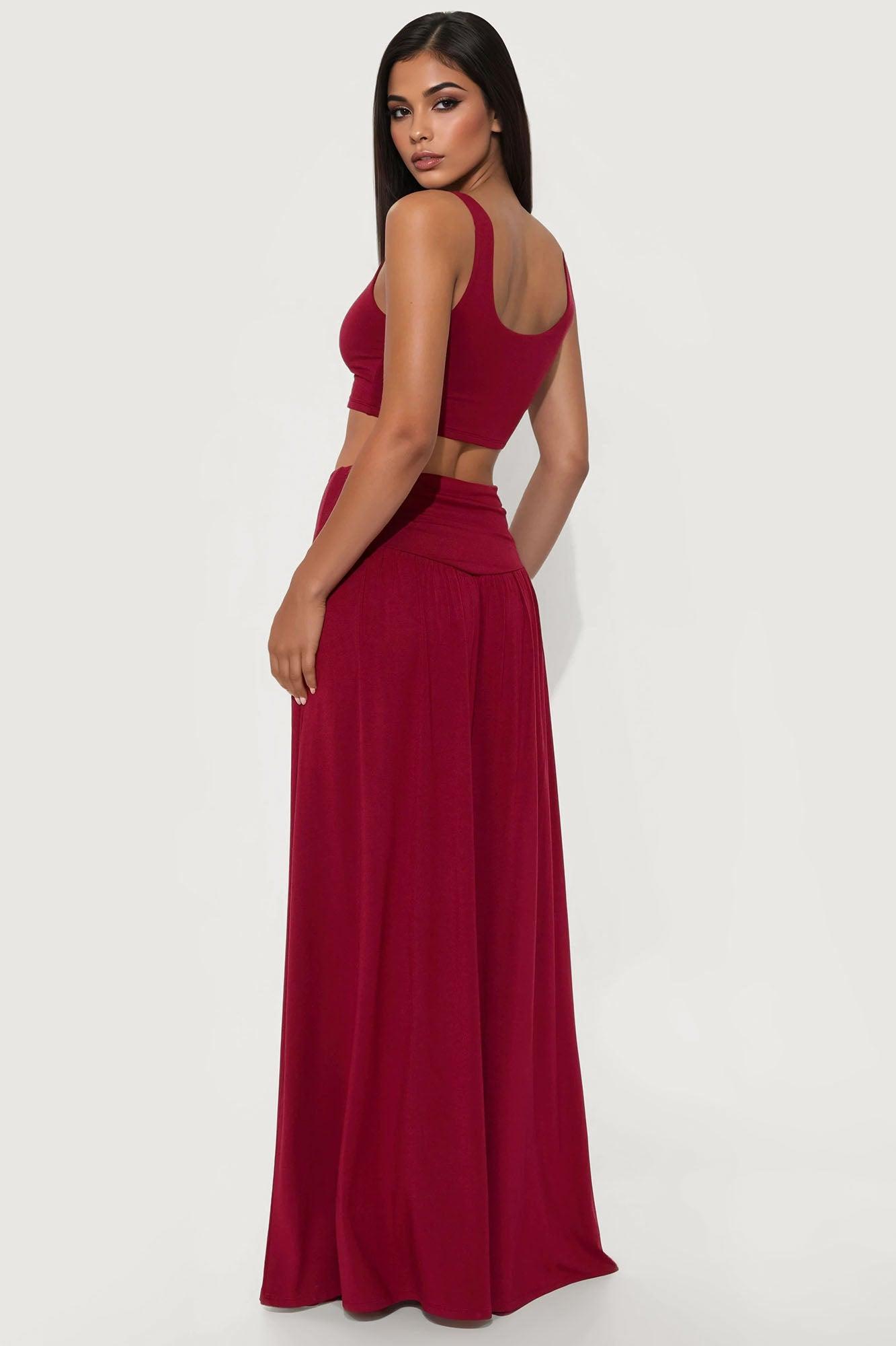 Ashton Maxi Skirt Set - Burgundy Product Image