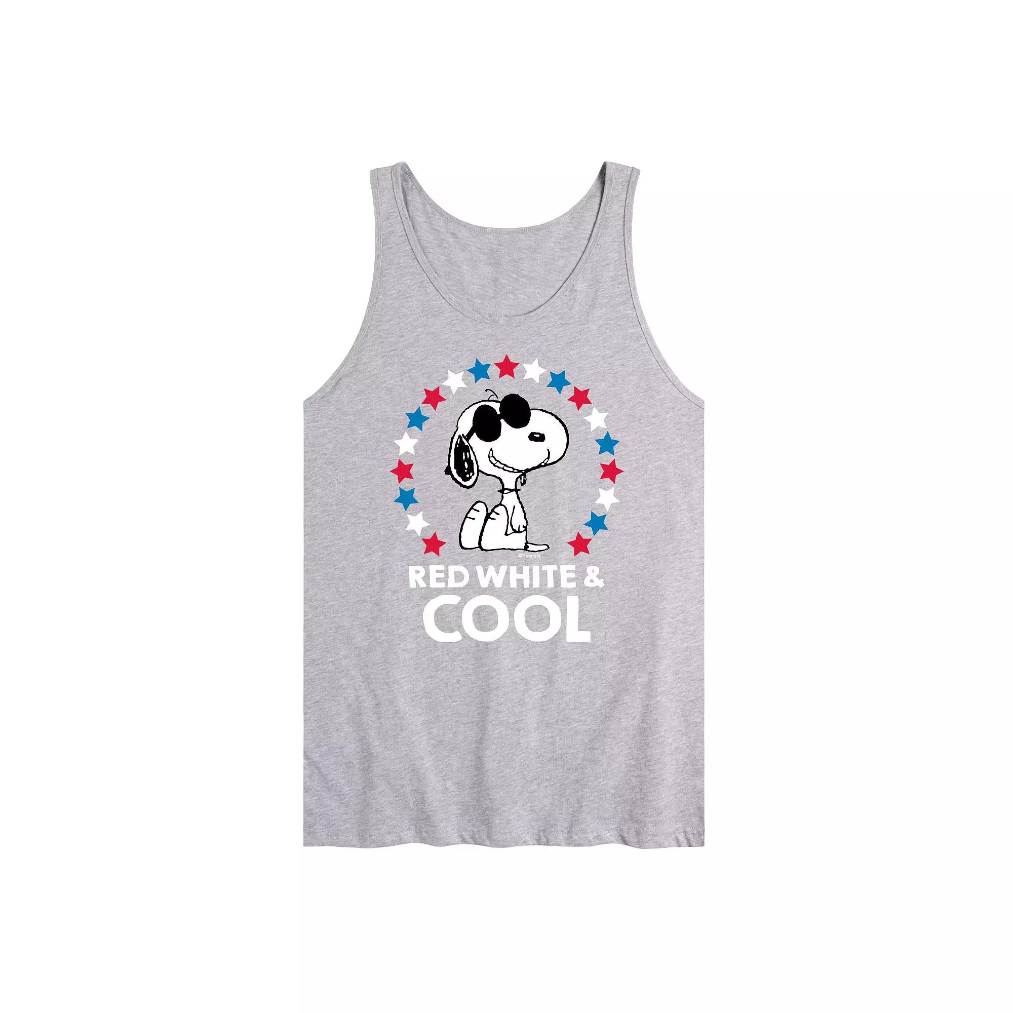 Men's Peanuts Snoopy Red White And Cool Americana Graphic Tank Top,  Product Image